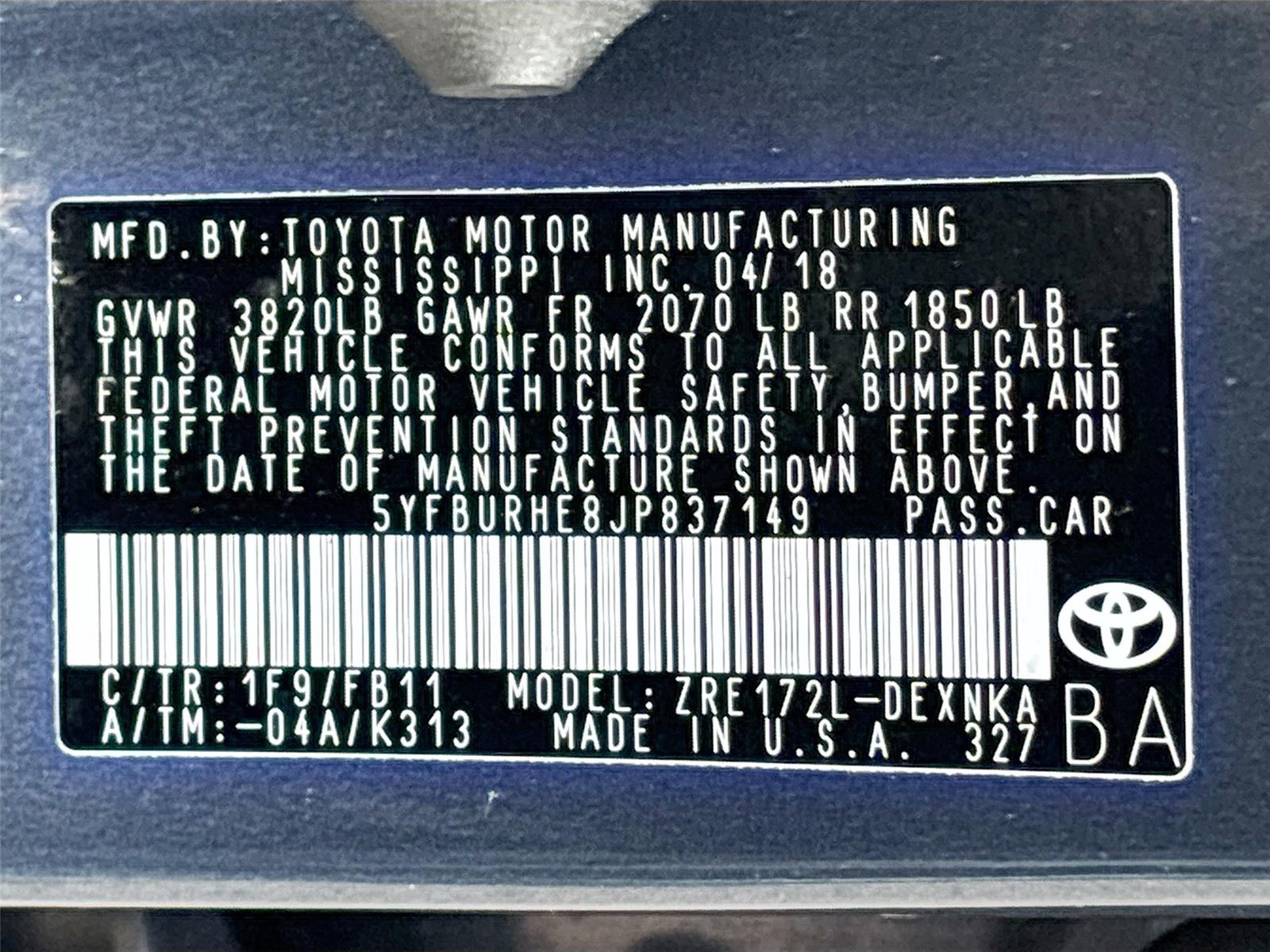 2018 Toyota Corolla LE