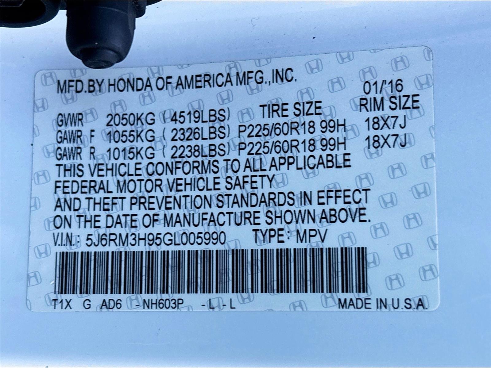 2016 Honda CR-V Touring