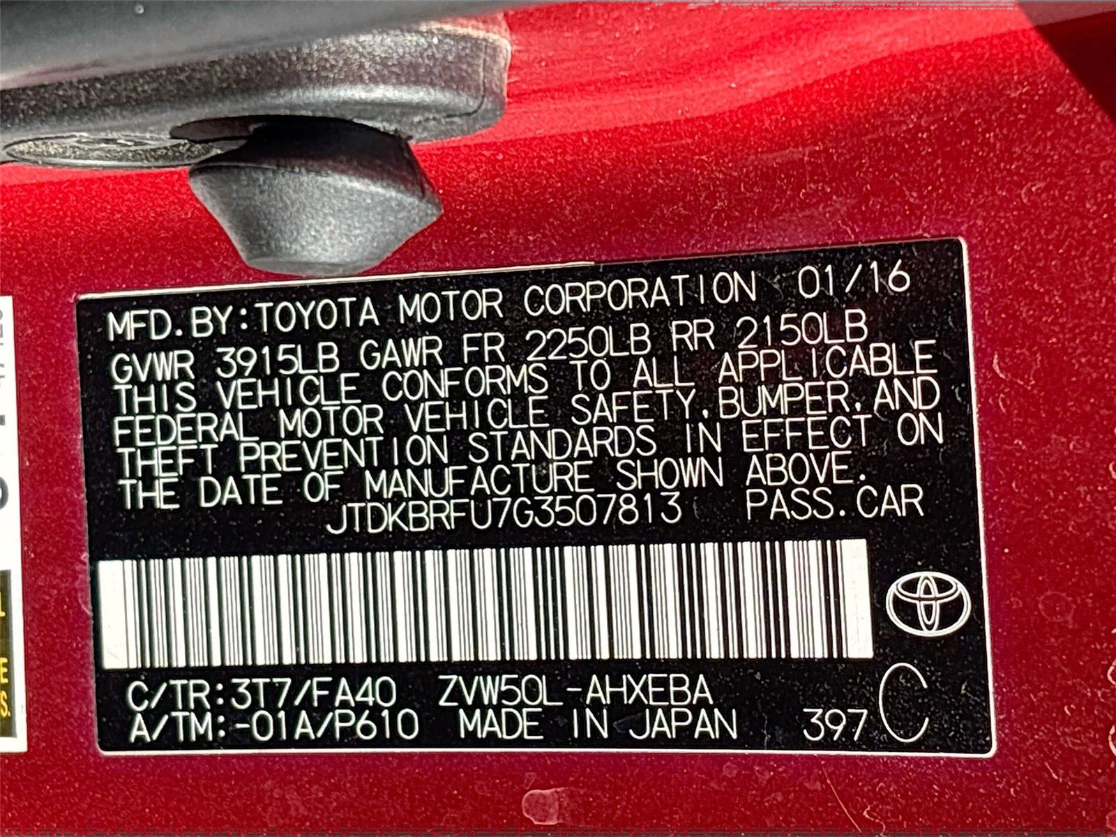 2016 Toyota Prius Two