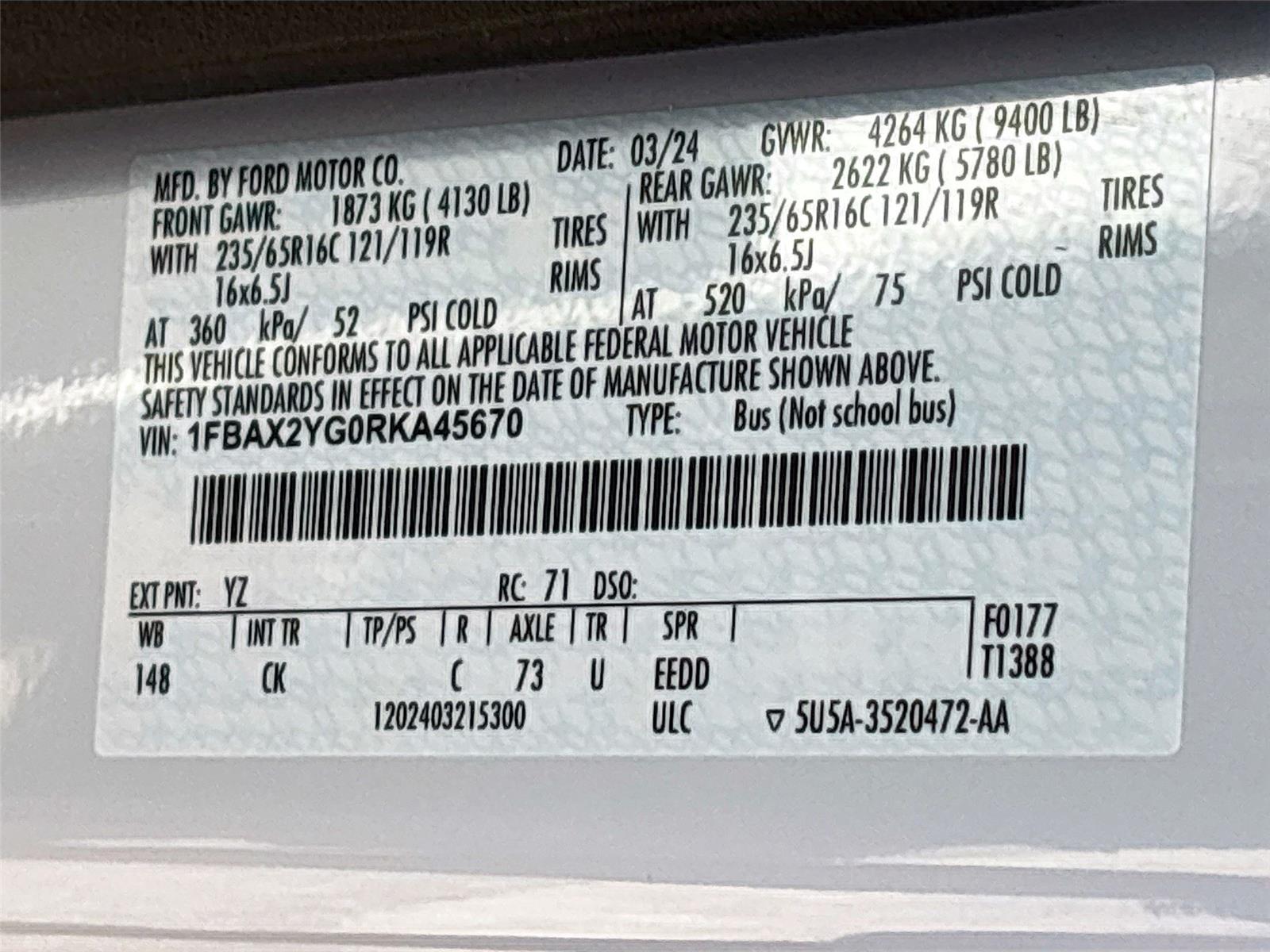 2024 Ford Transit Passenger Wagon XLT