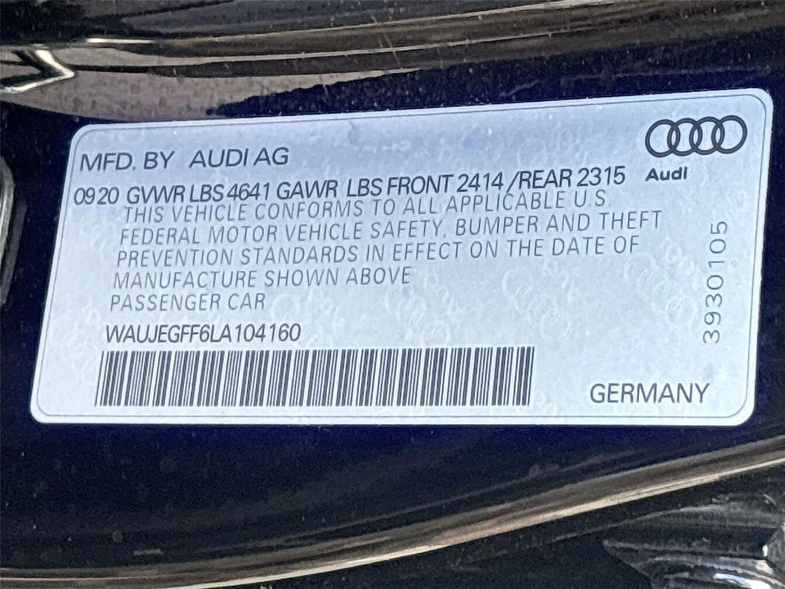 2020 Audi A3 Sedan S line Premium Plus