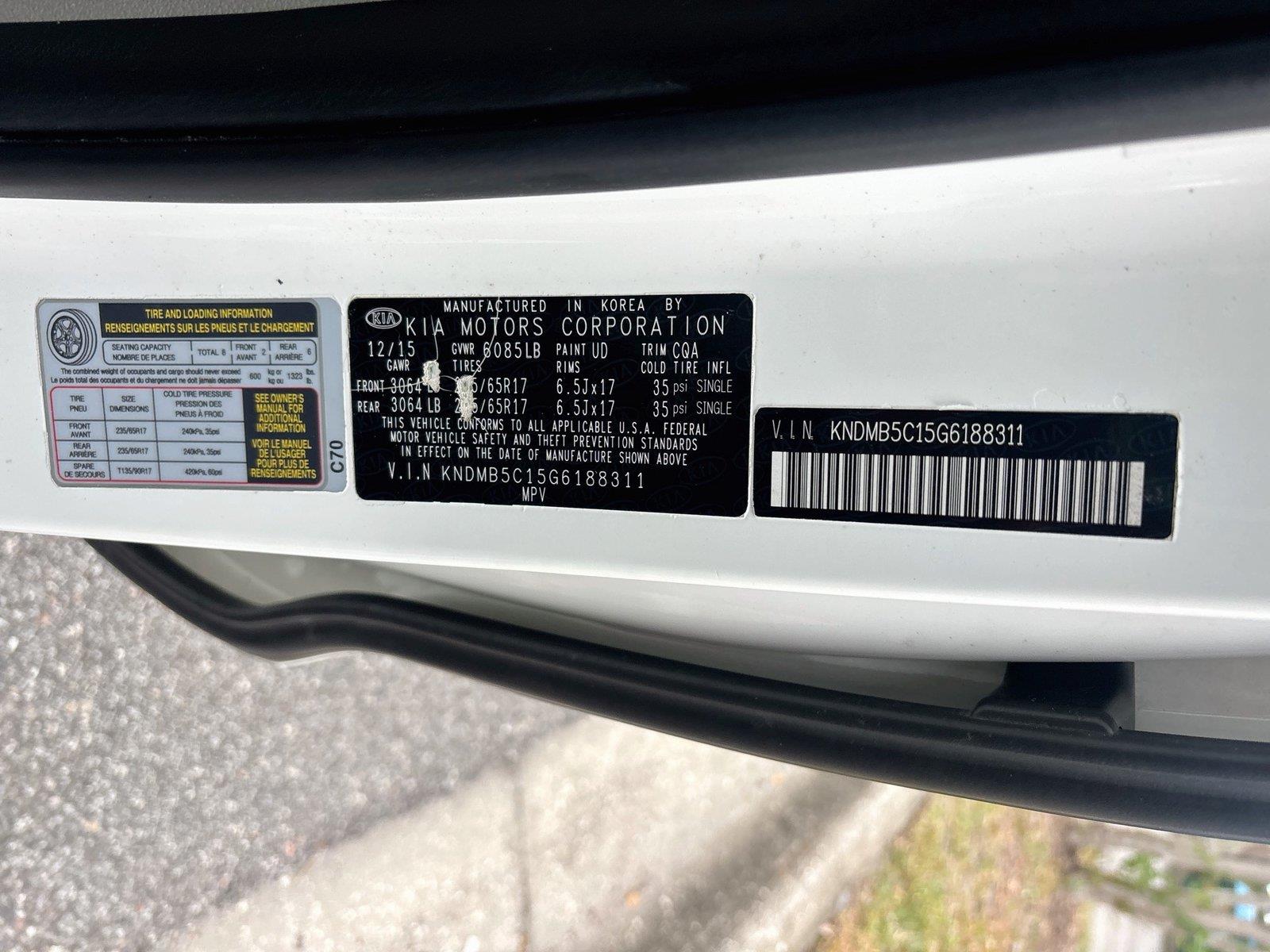 2016 Kia Sedona LX