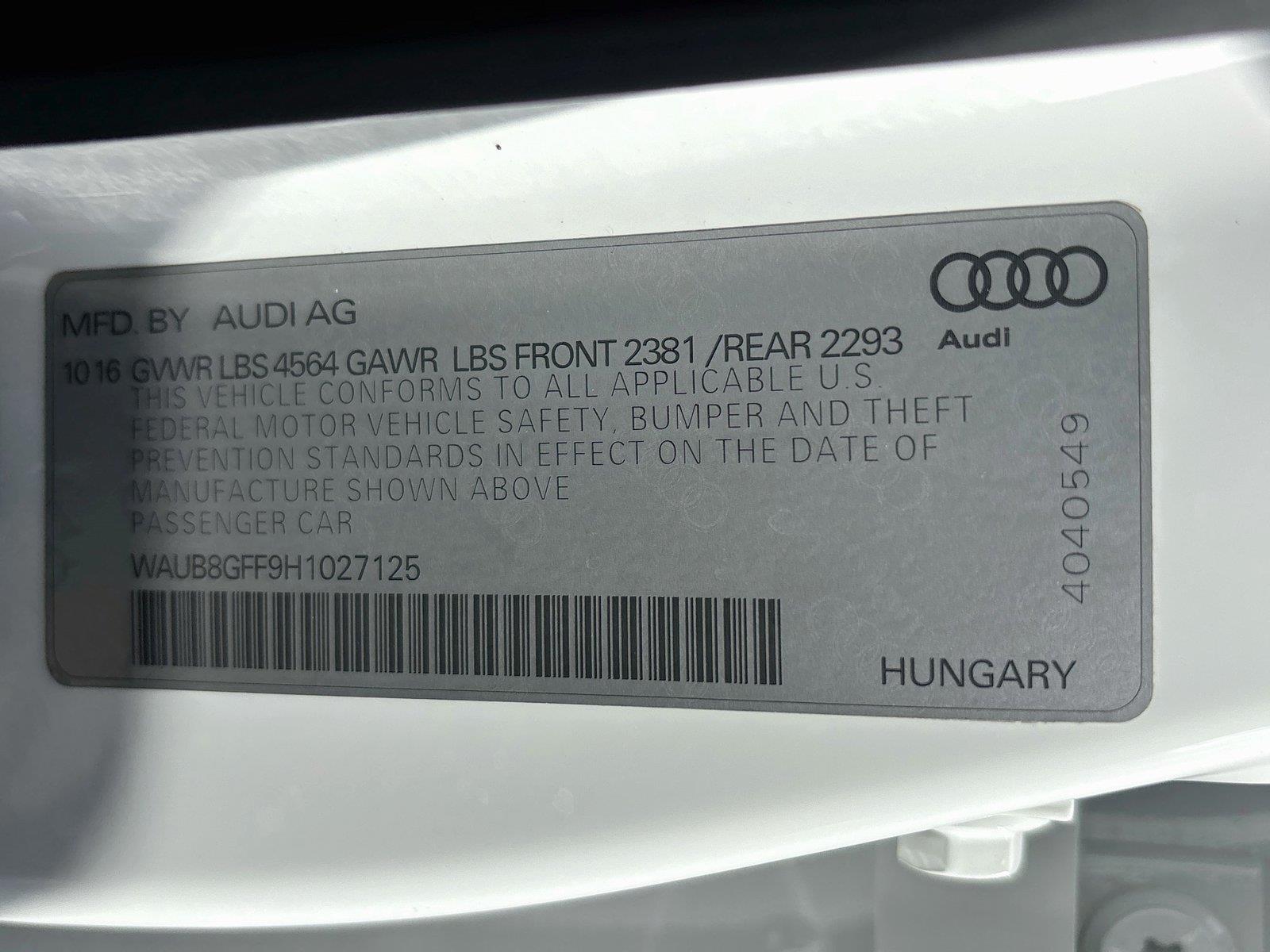 2017 Audi A3 Sedan Premium