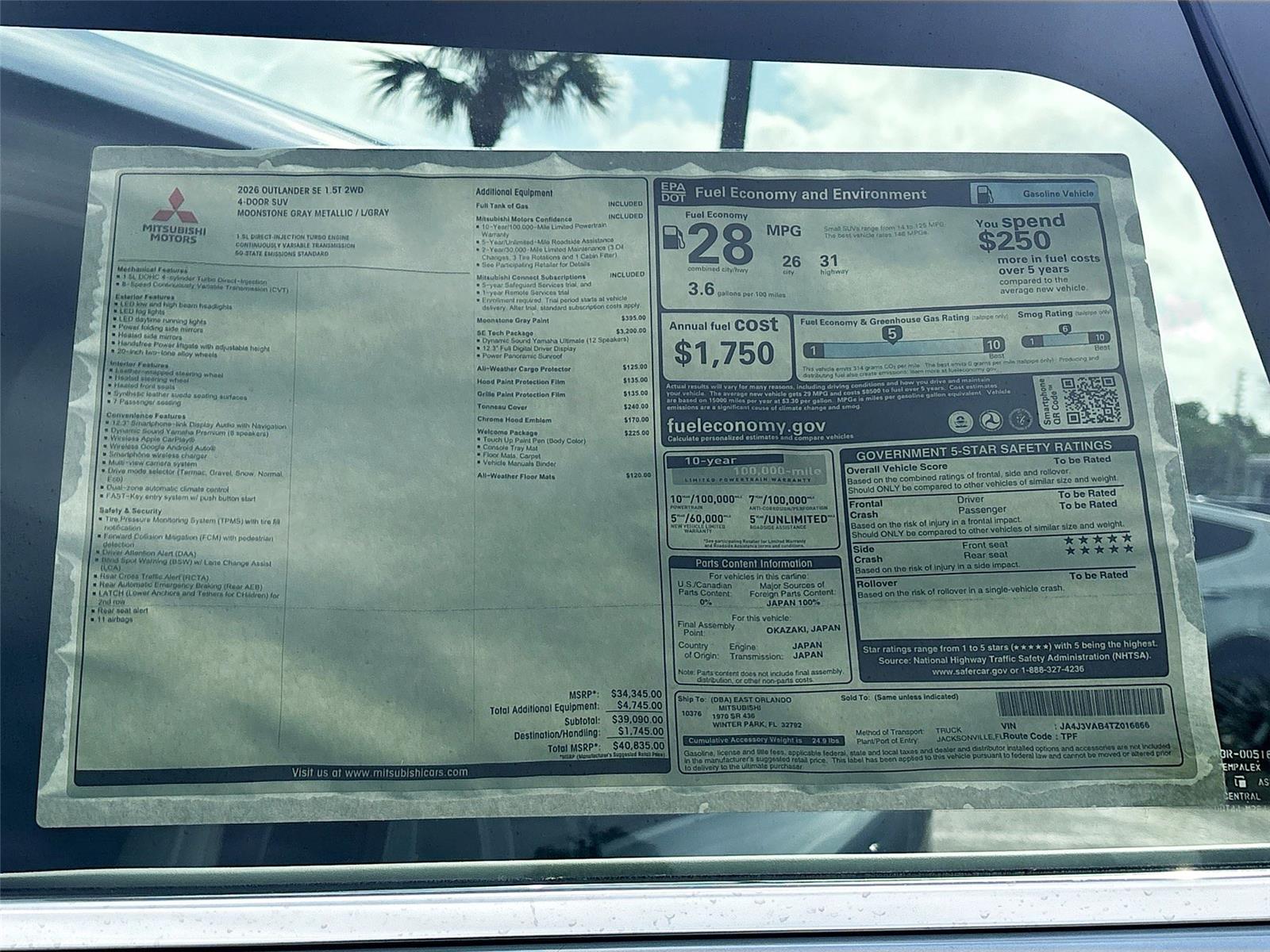 2026 Mitsubishi Outlander SE