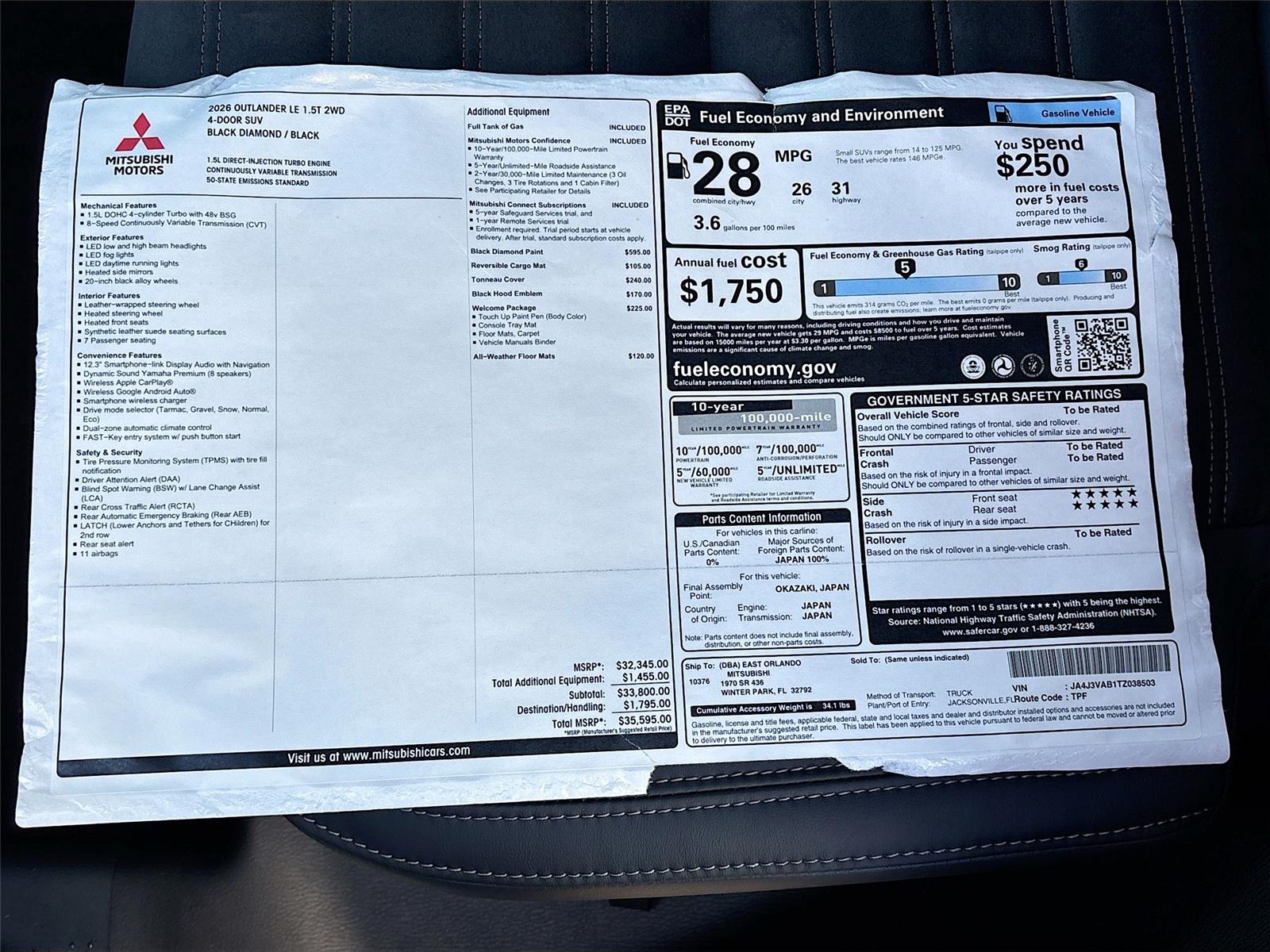2026 Mitsubishi Outlander LE