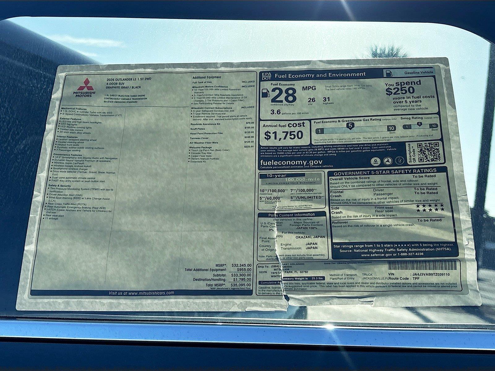 2026 MITSUBISHI Outlander LE