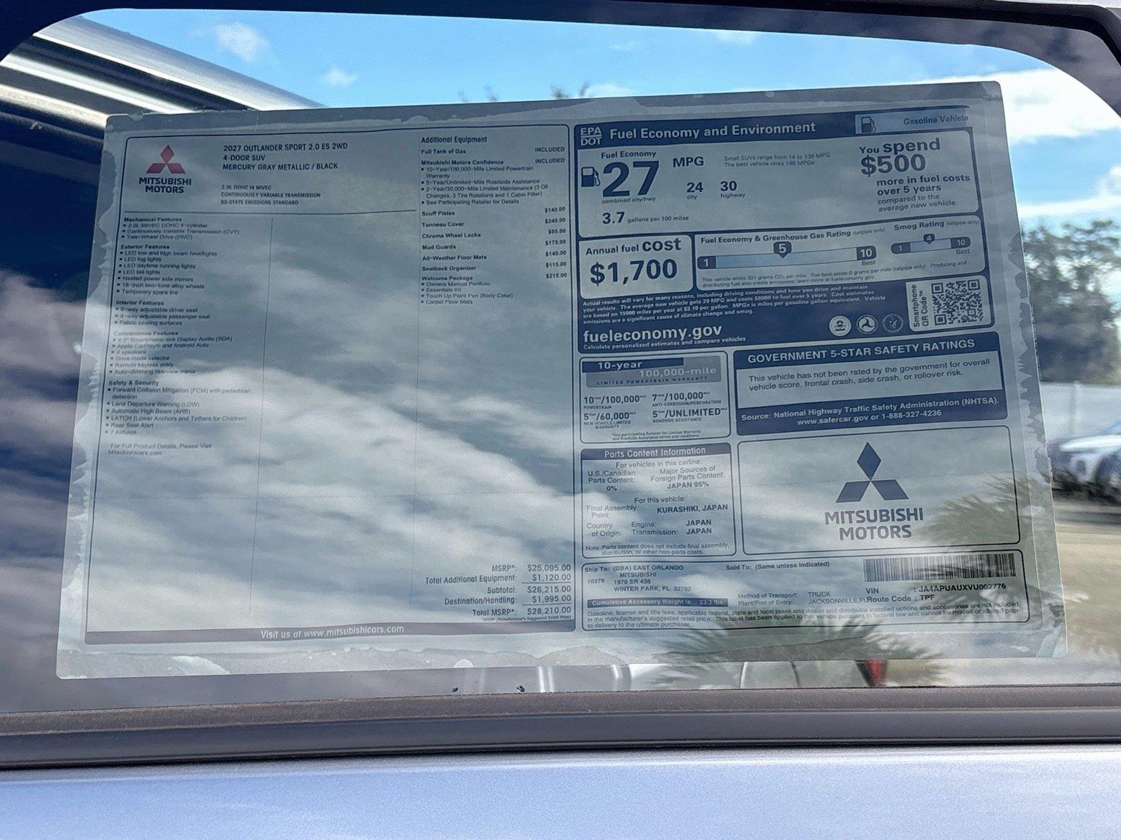 2027 Mitsubishi Outlander Sport ES