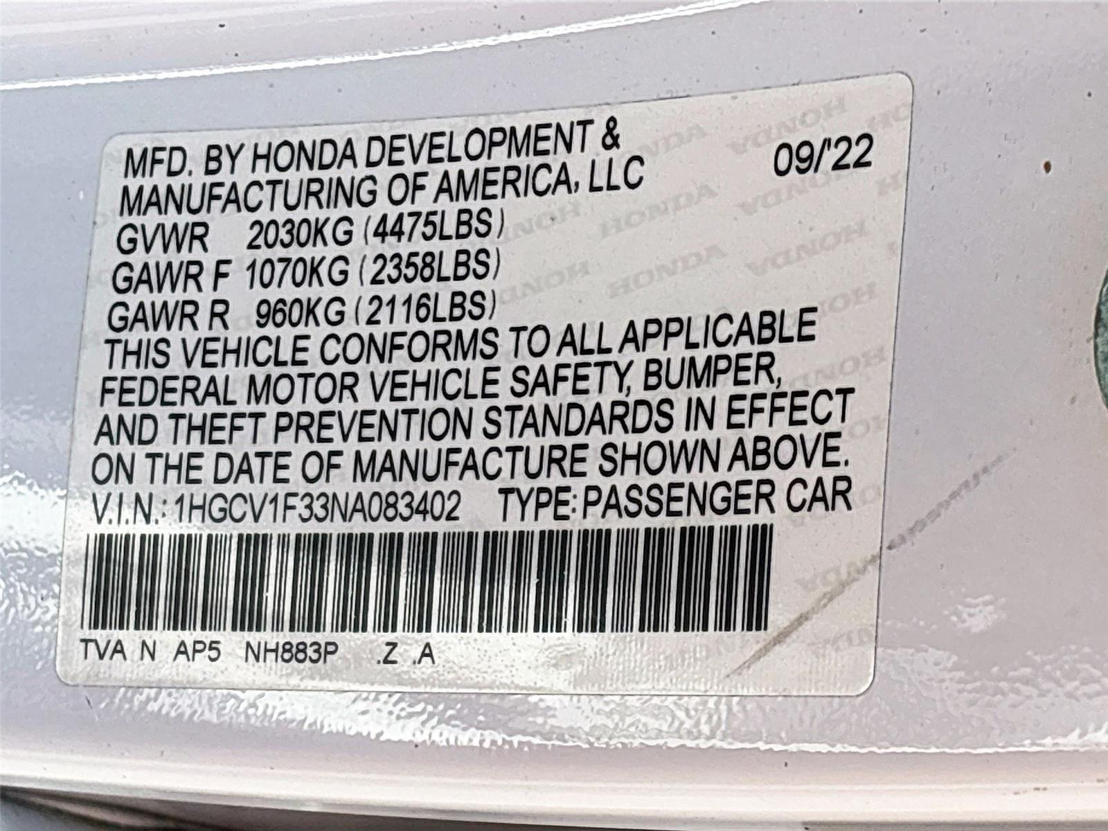 2022 Honda Accord Sport