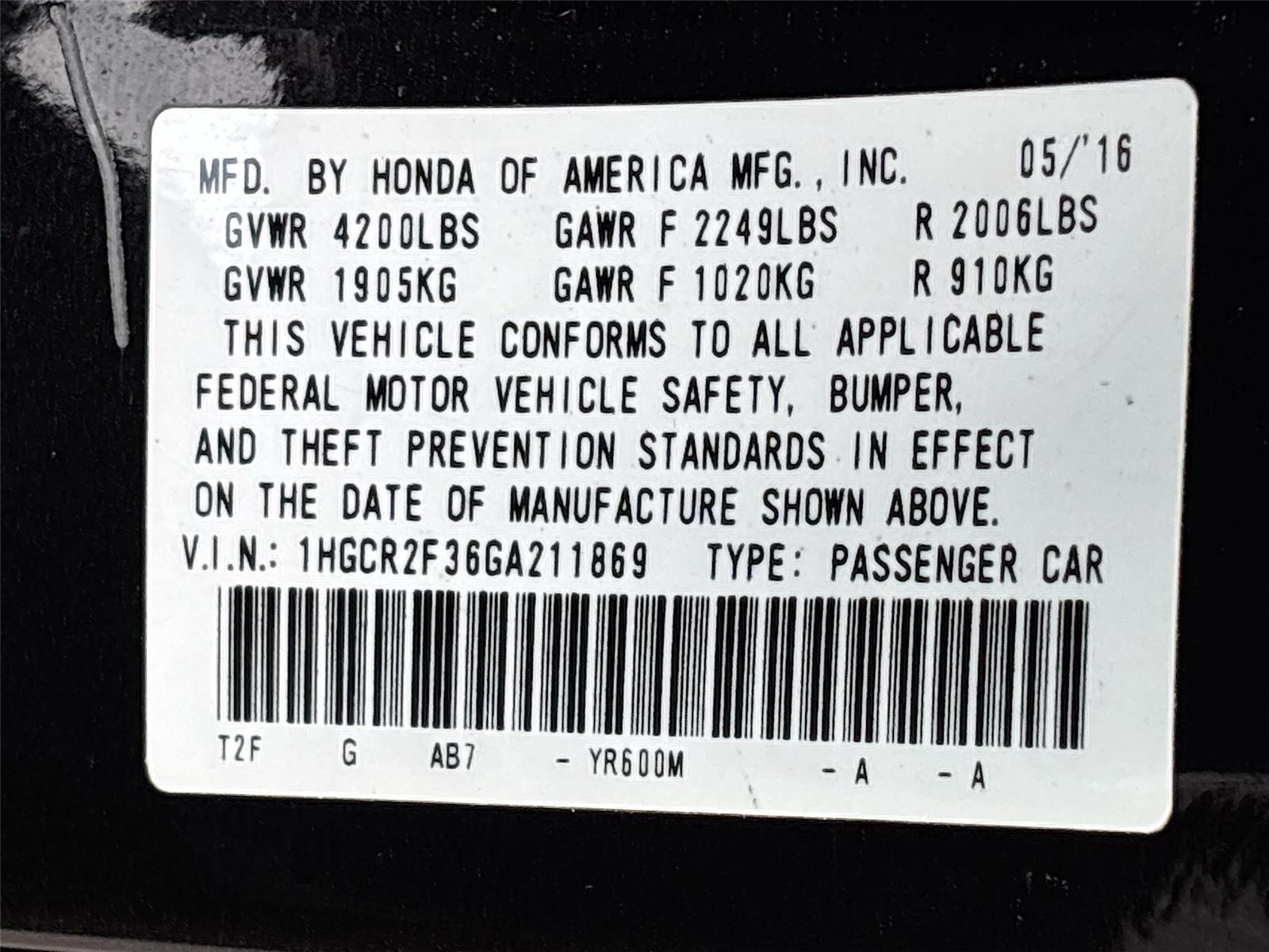 2016 Honda Accord Sedan LX