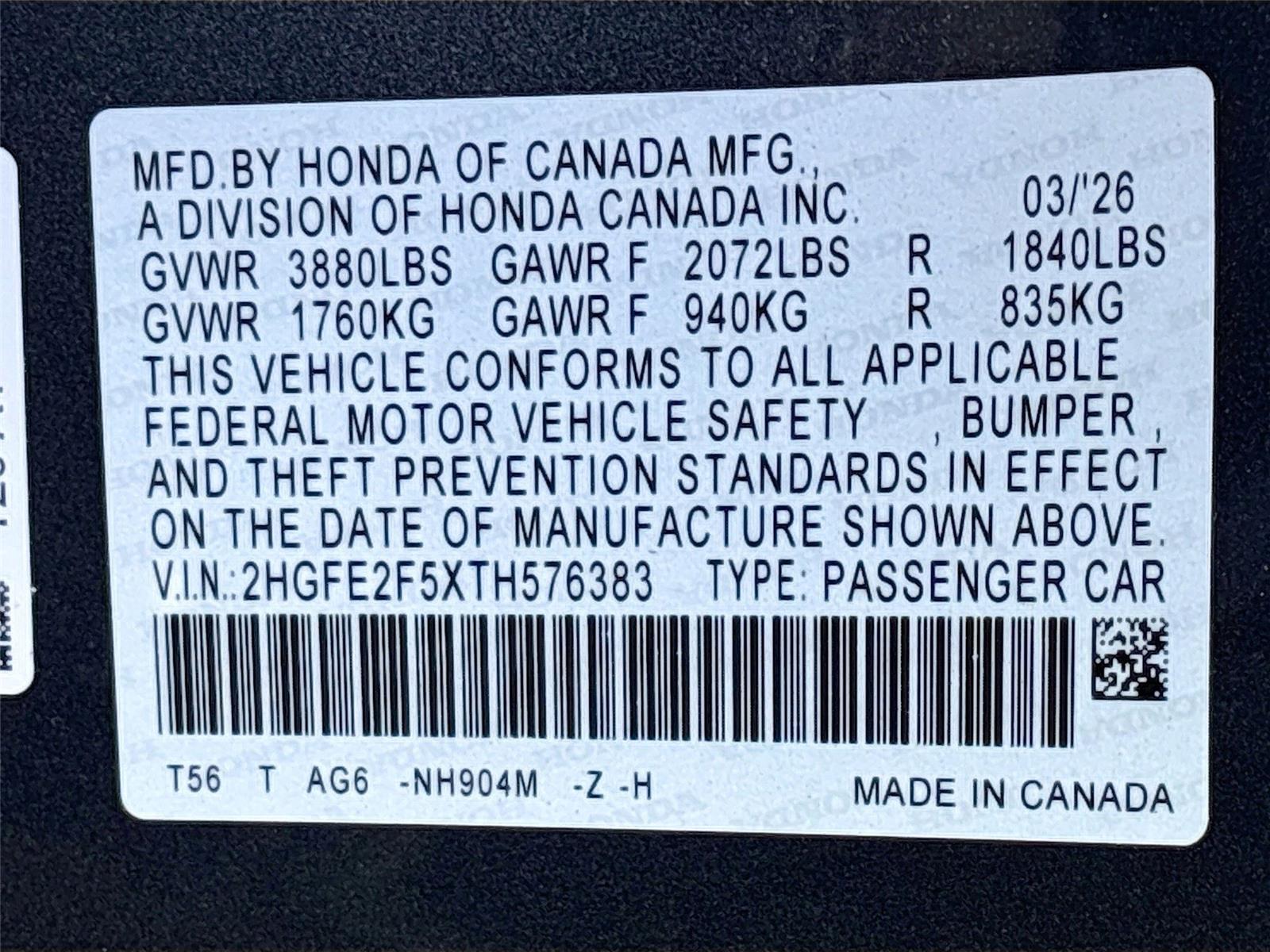 2026 Honda Civic Sedan Sport
