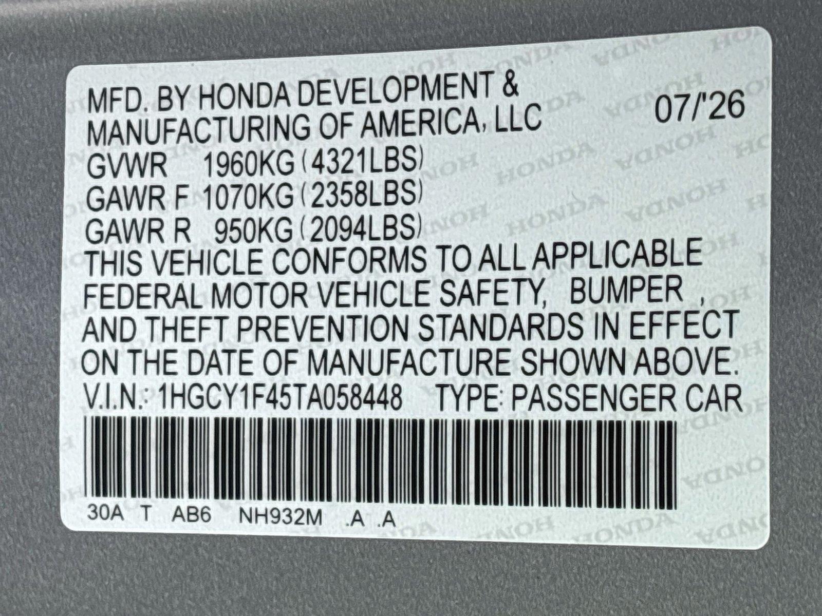 2026 Honda Accord Sedan SE