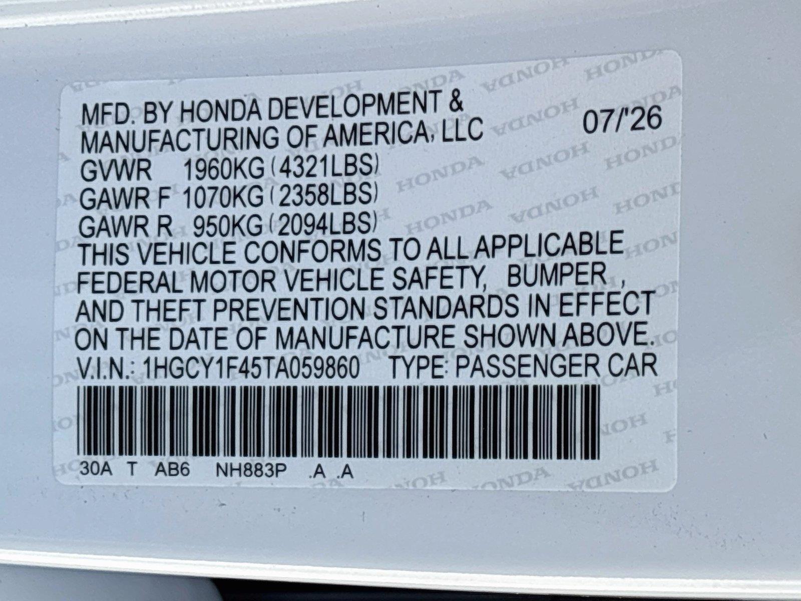 2026 Honda Accord Sedan SE