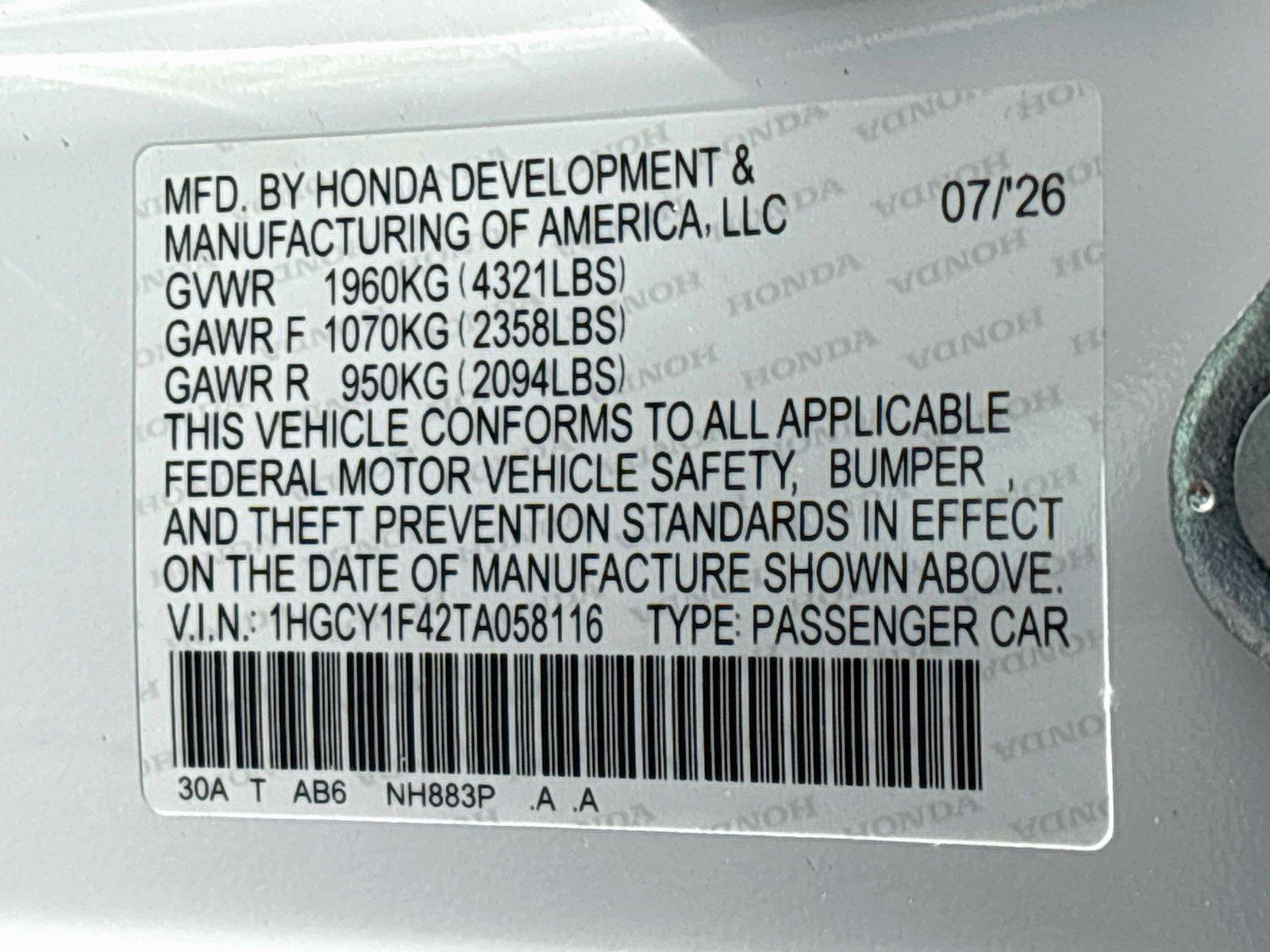2026 Honda Accord Sedan SE