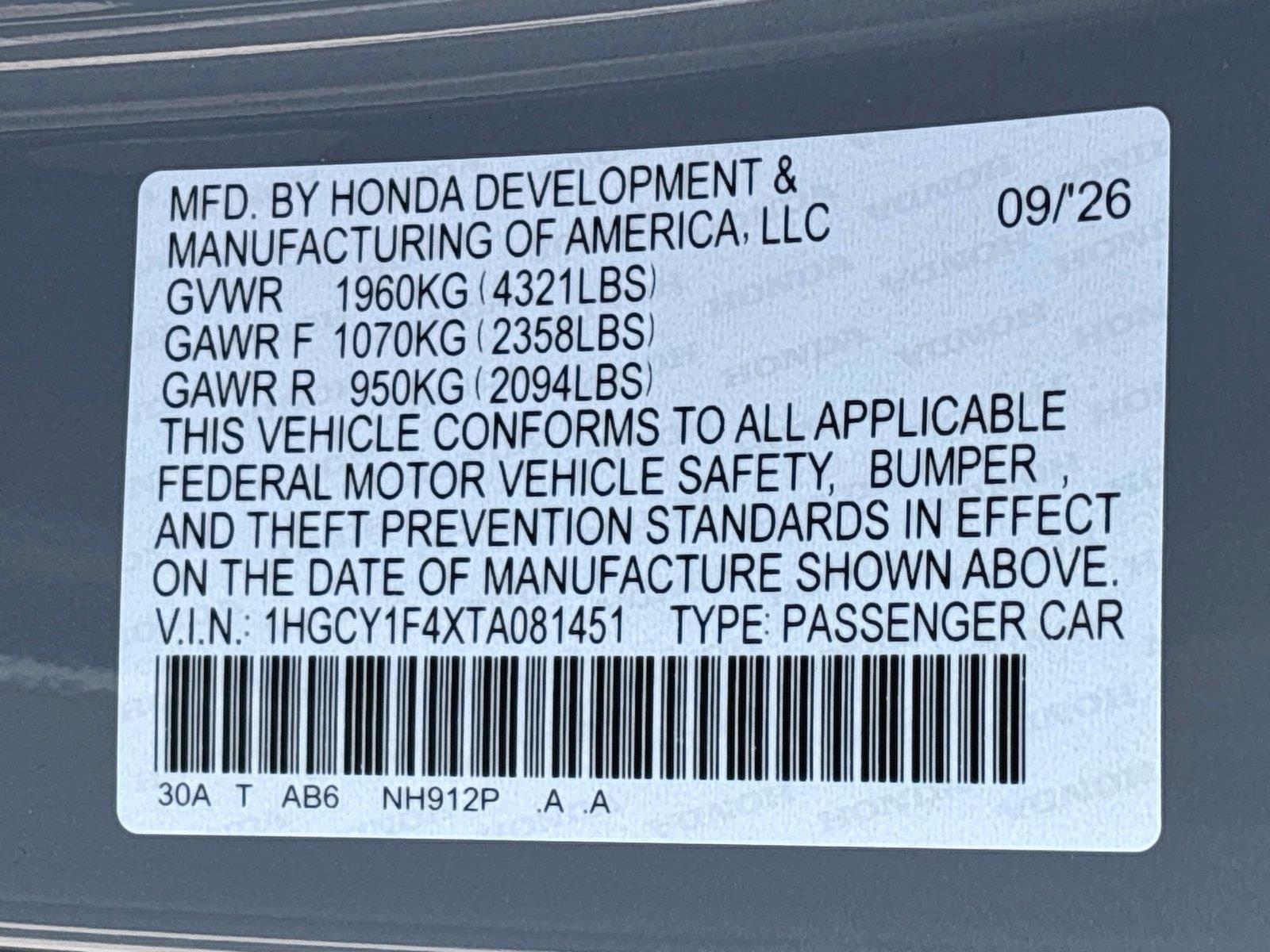 2026 Honda Accord Sedan SE