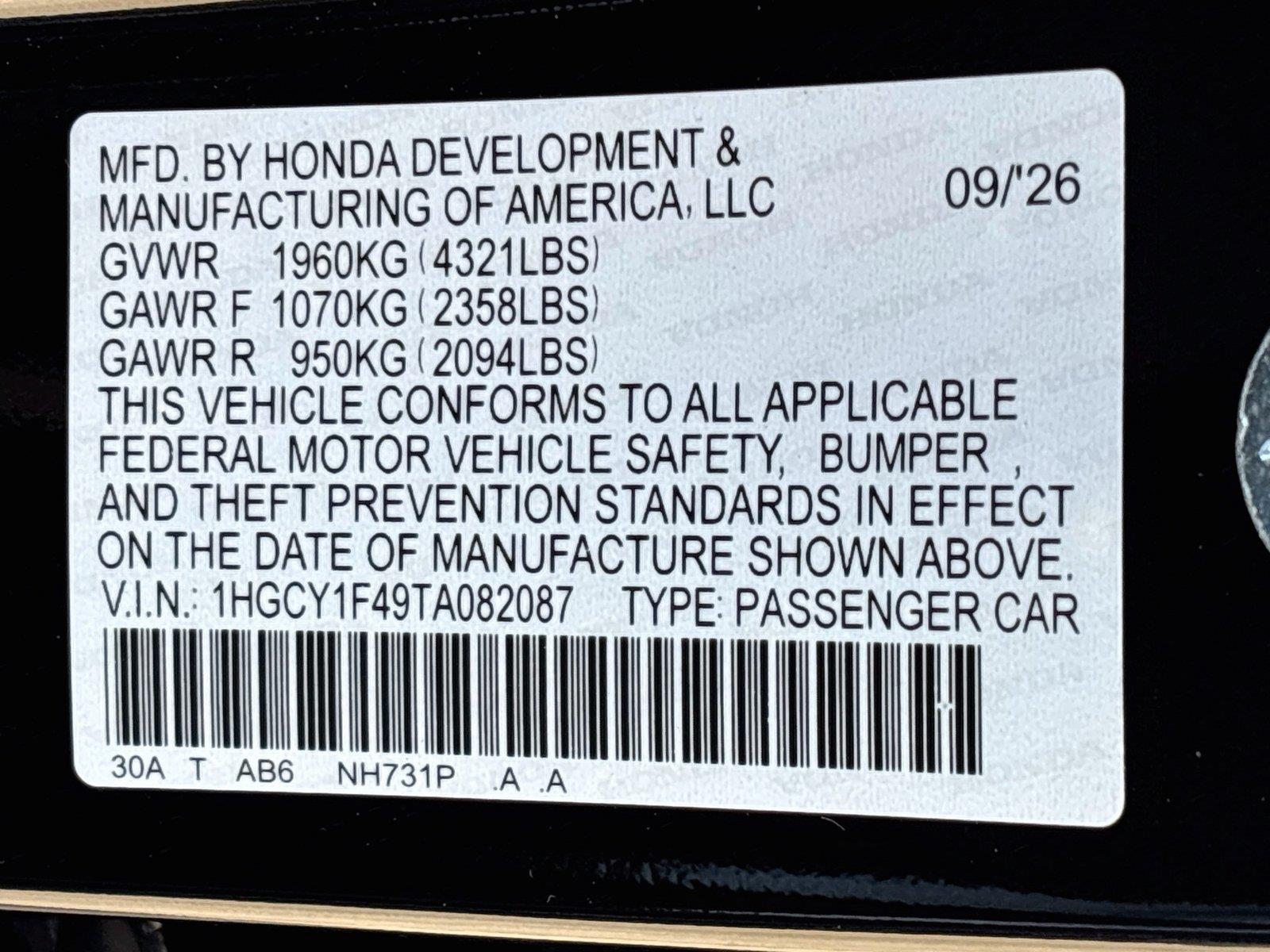 2026 Honda Accord Sedan SE