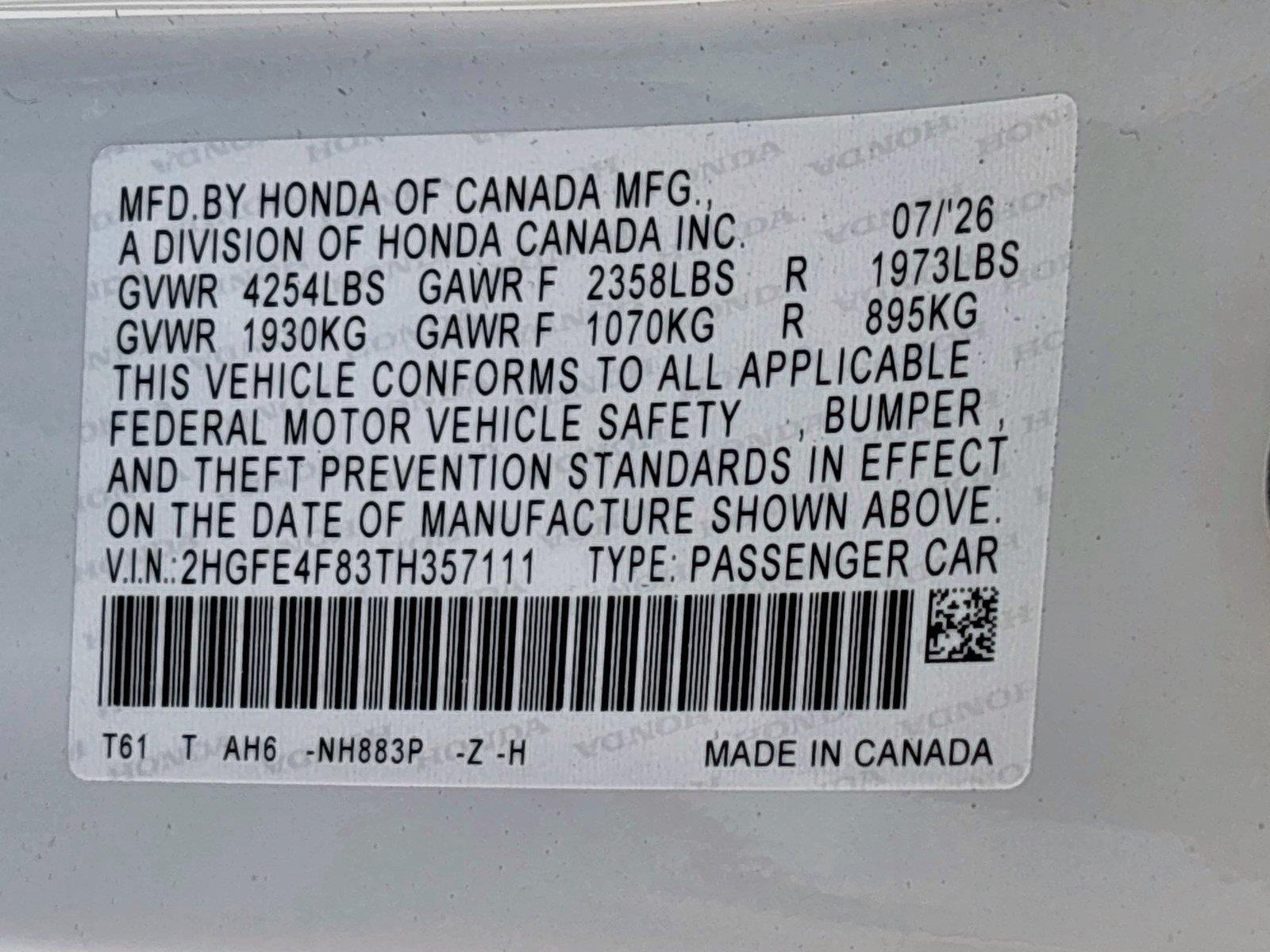 2026 Honda Civic Sedan Hybrid Sport