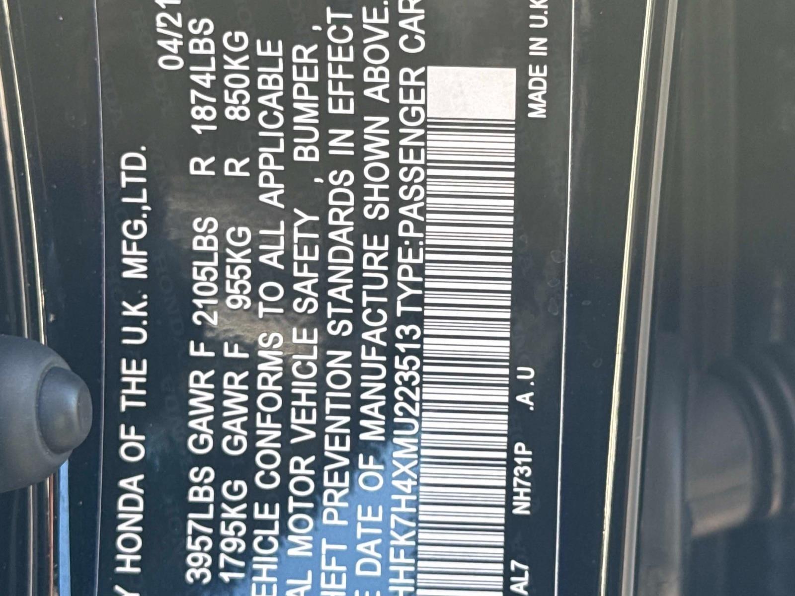 2021 Honda Civic Hatchback Sport