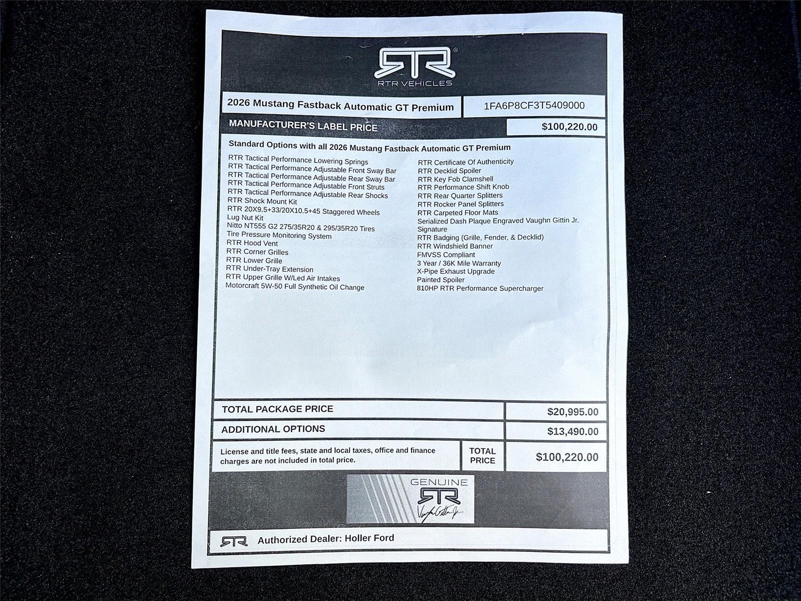 2026 Ford Mustang GT Premium RTR Spec 3