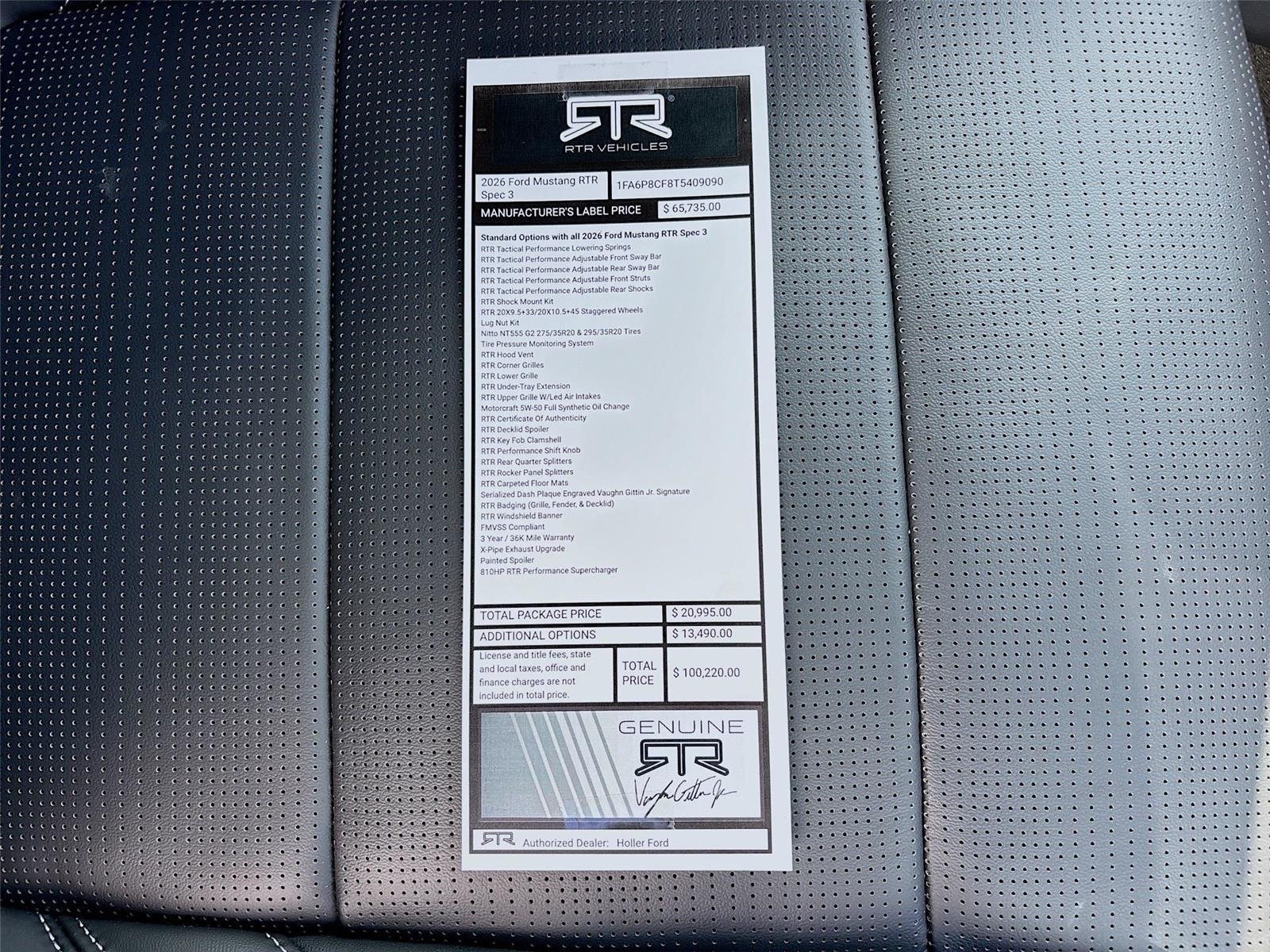 2026 Ford Mustang GT Premium RTR Spec 3