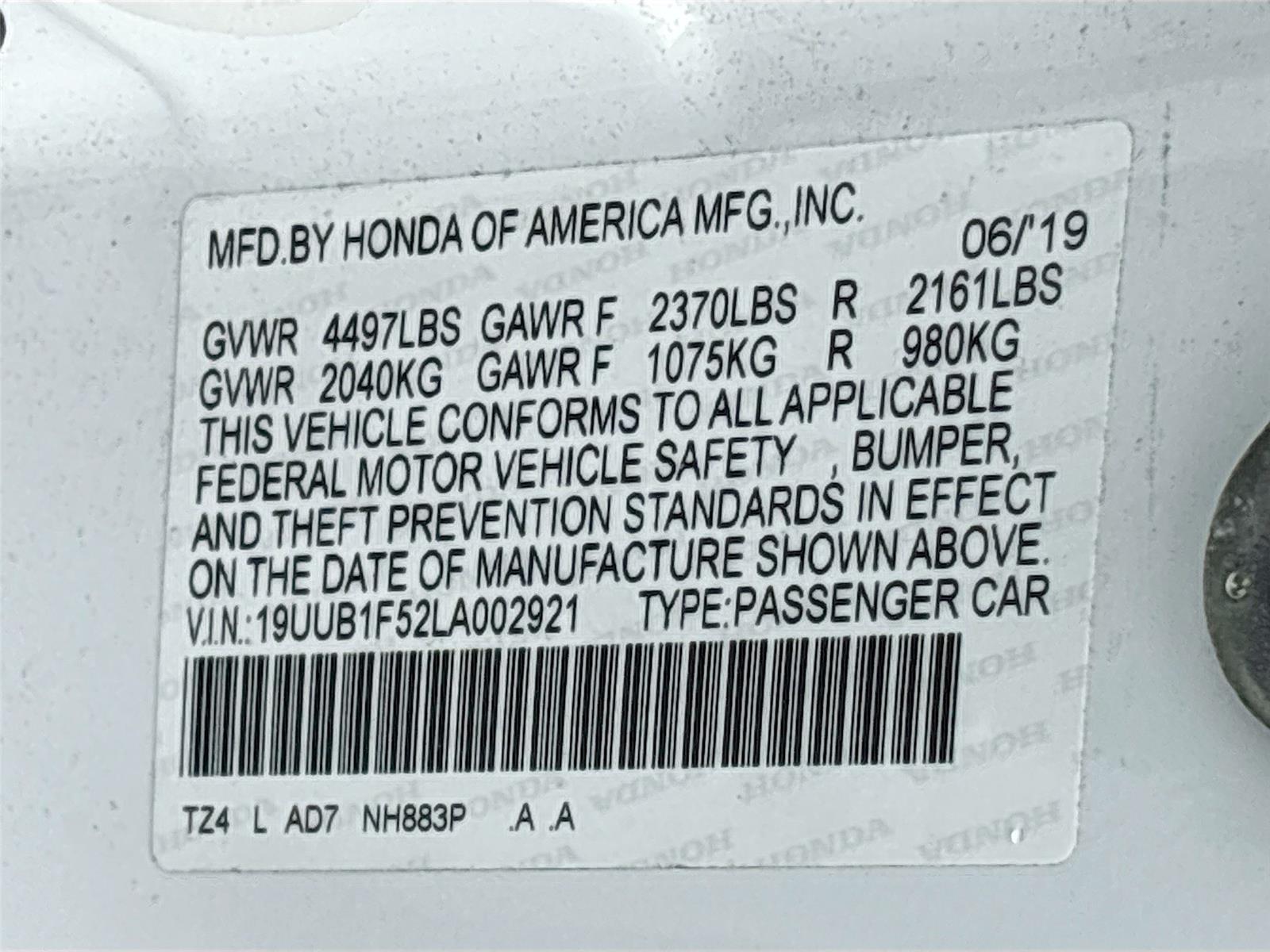 2020 Acura TLX w/Technology Pkg