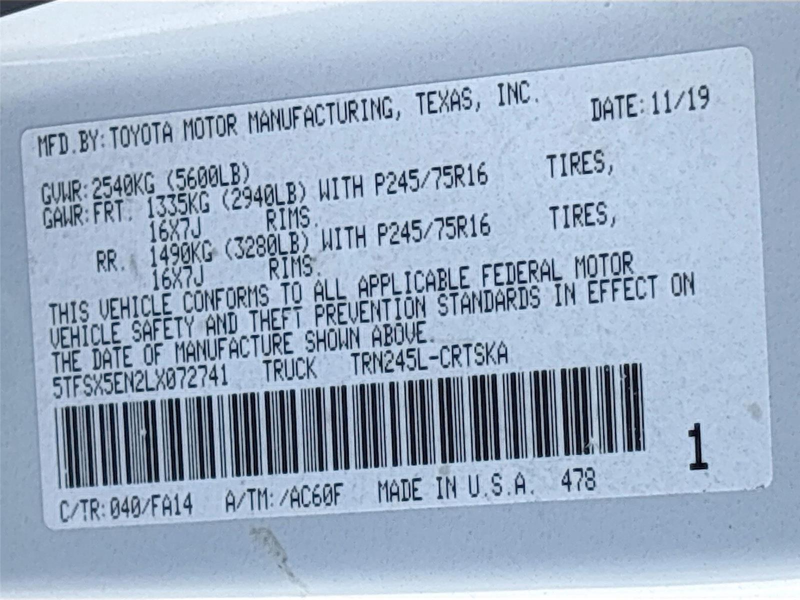 2020 Toyota Tacoma SR