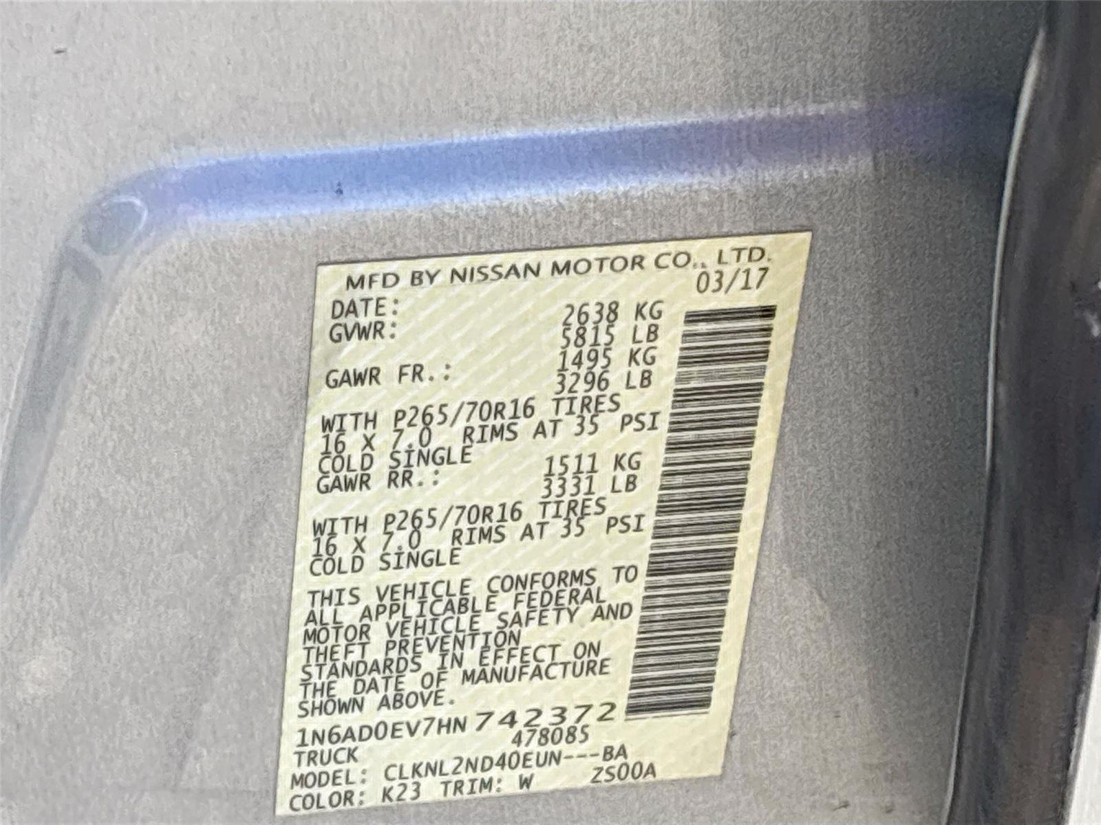 2017 Nissan Frontier SV V6