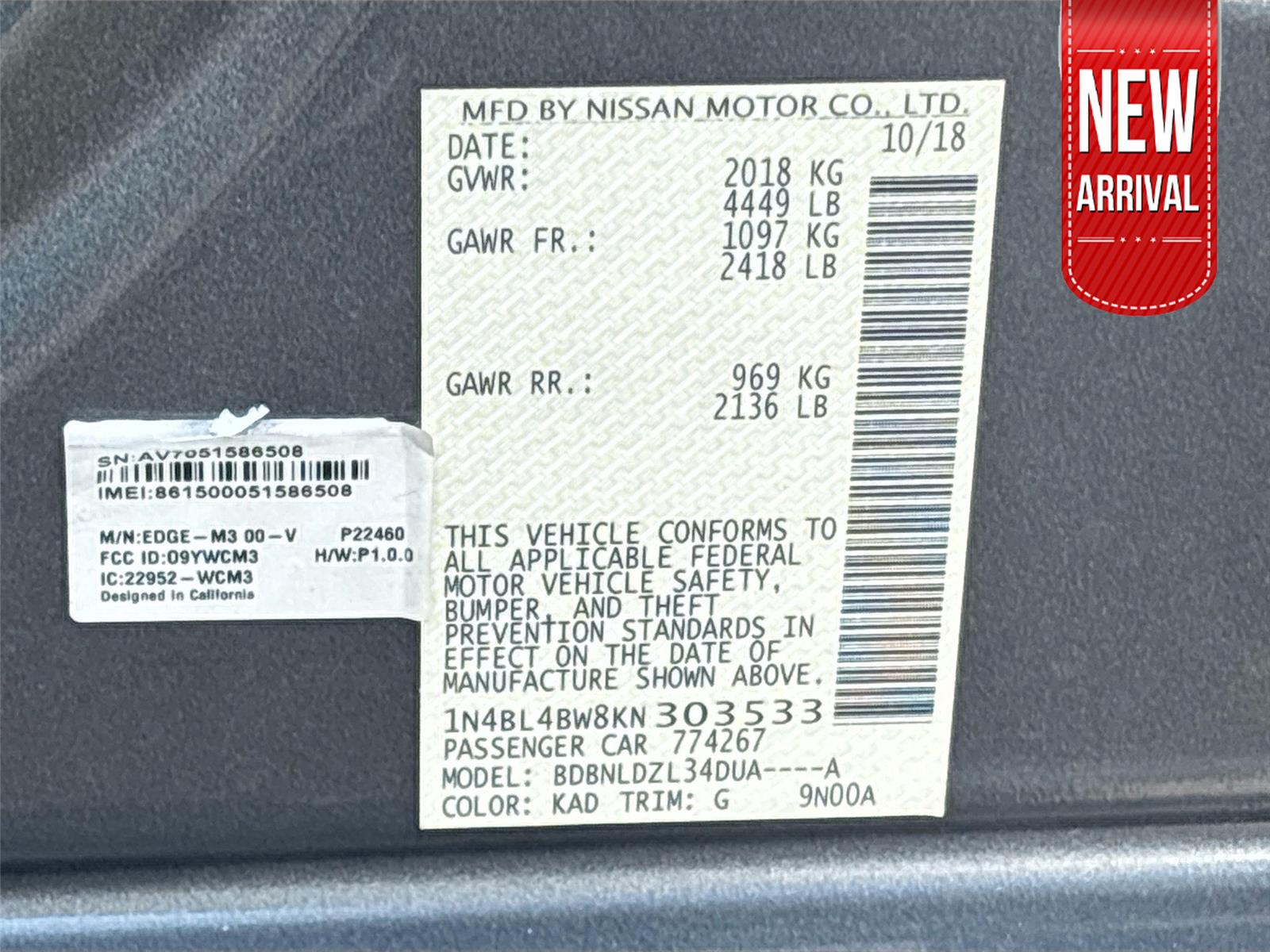 2019 NISSAN ALTIMA 2.5 S