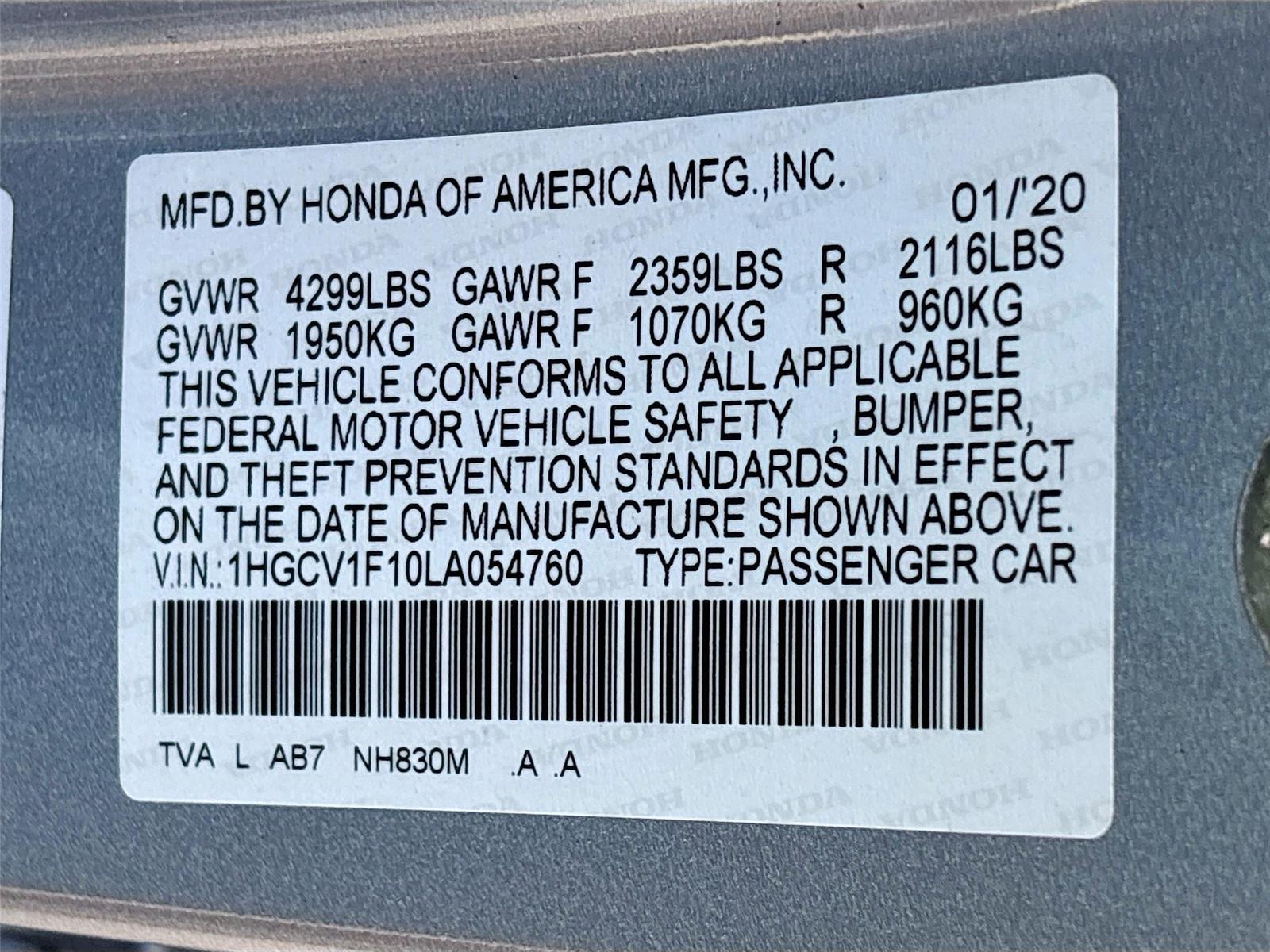 2020 Honda Accord Sedan LX