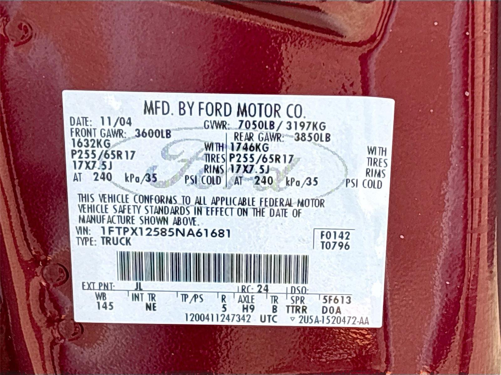 2005 FORD F150 SUPER CAB