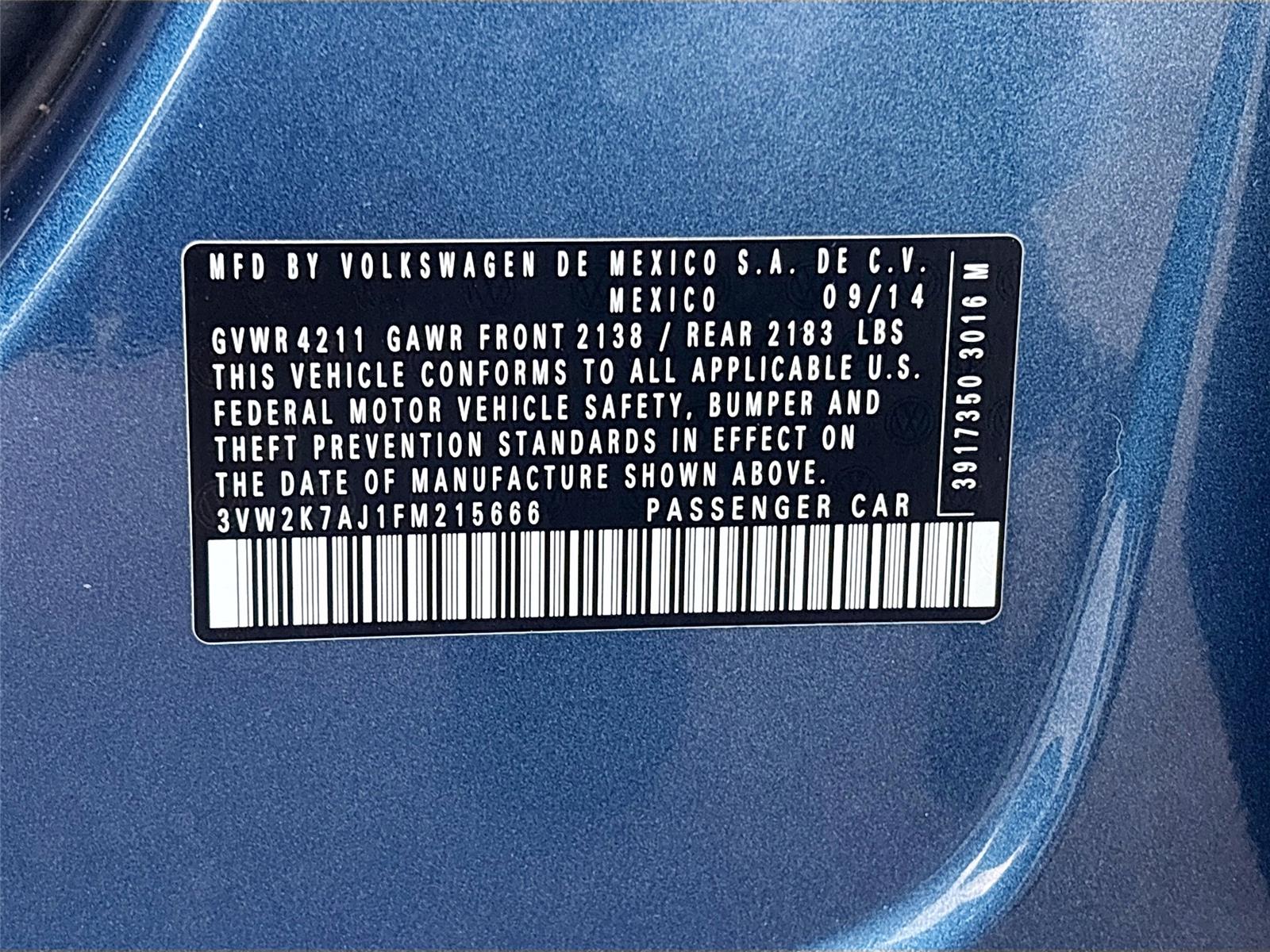 2015 Volkswagen Jetta Sedan 2.0L S