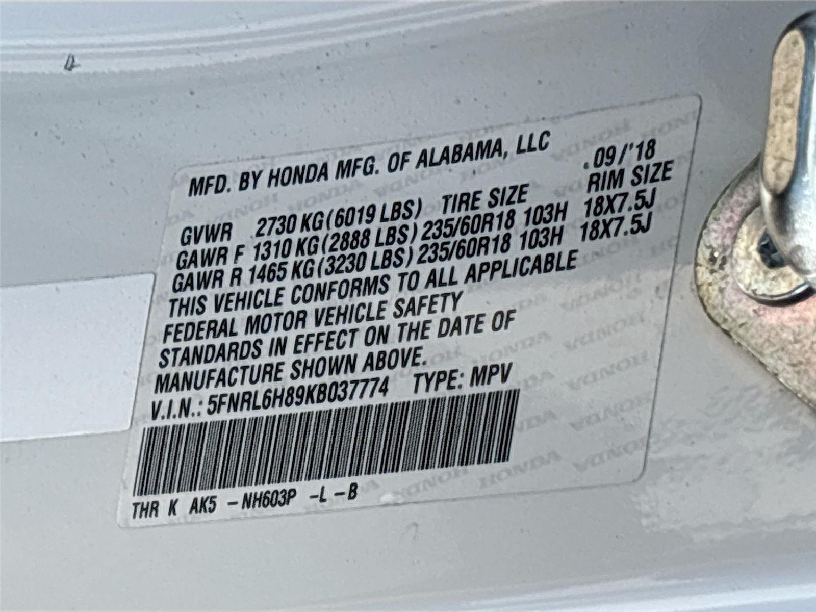 2019 Honda Odyssey Touring