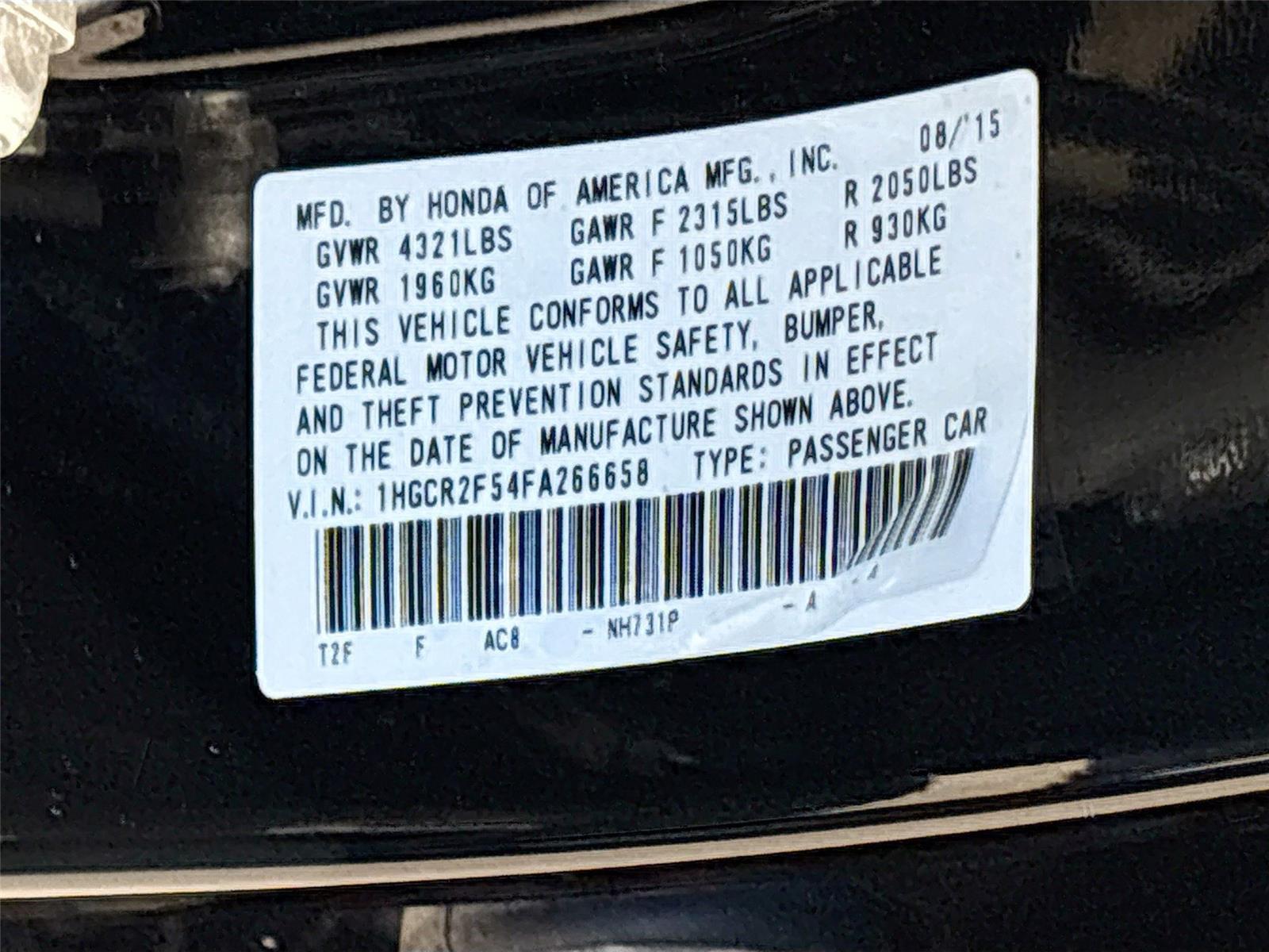 2015 HONDA ACCORD SPORT