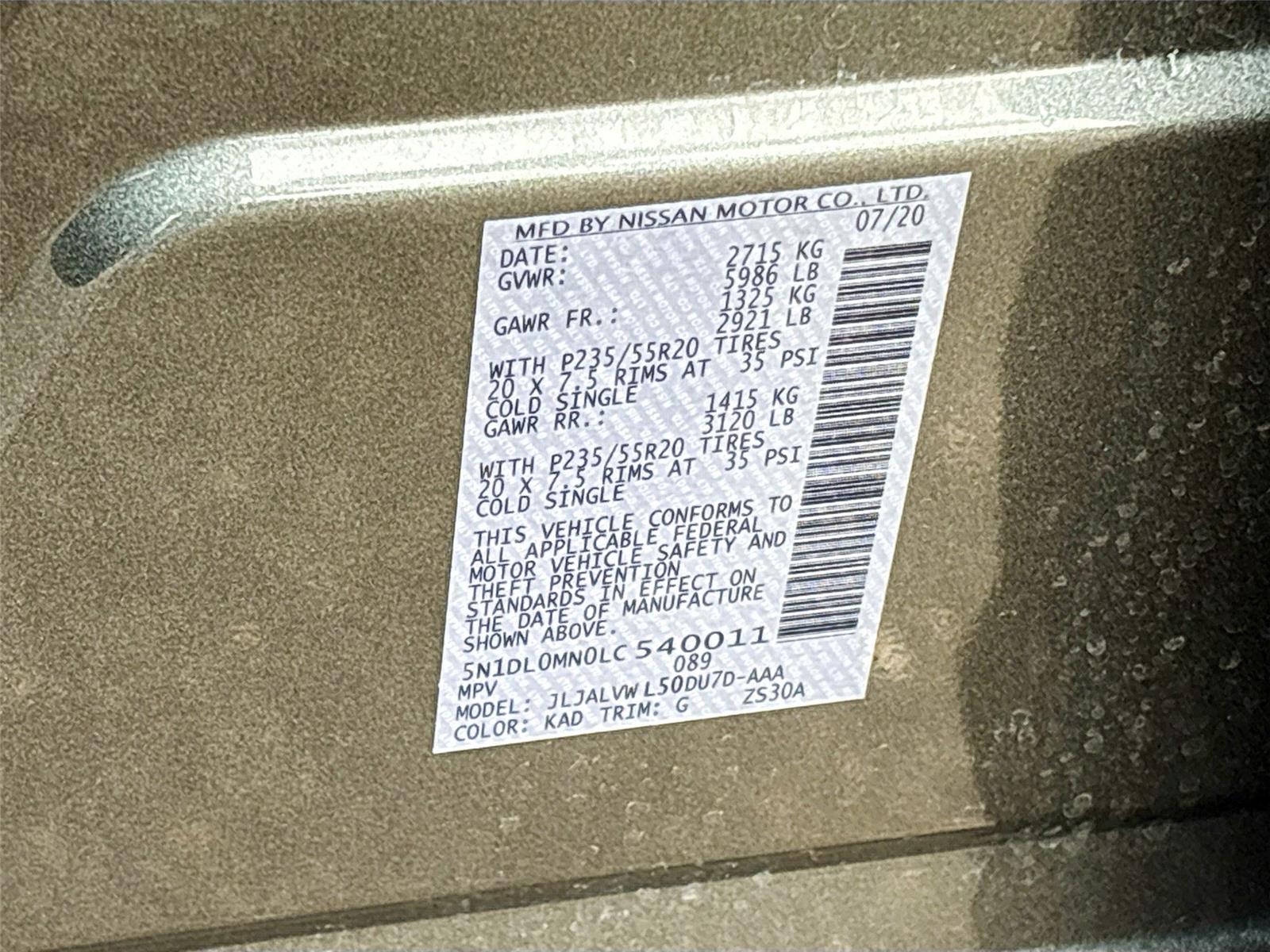 2020 INFINITI QX60 LUXE/PURE/