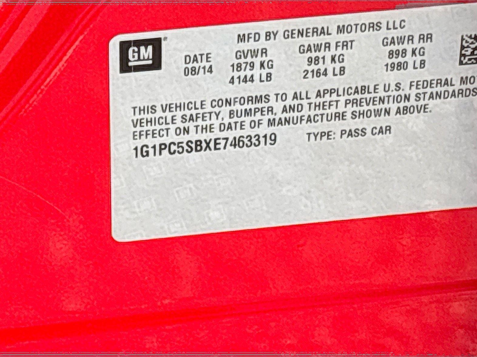 2014 CHEVROLET CRUZE LT