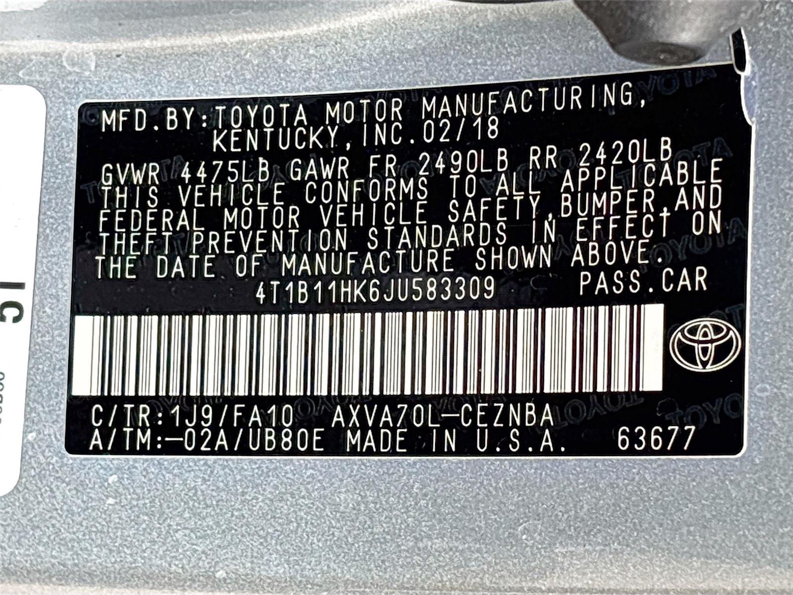 2018 Toyota Camry LE