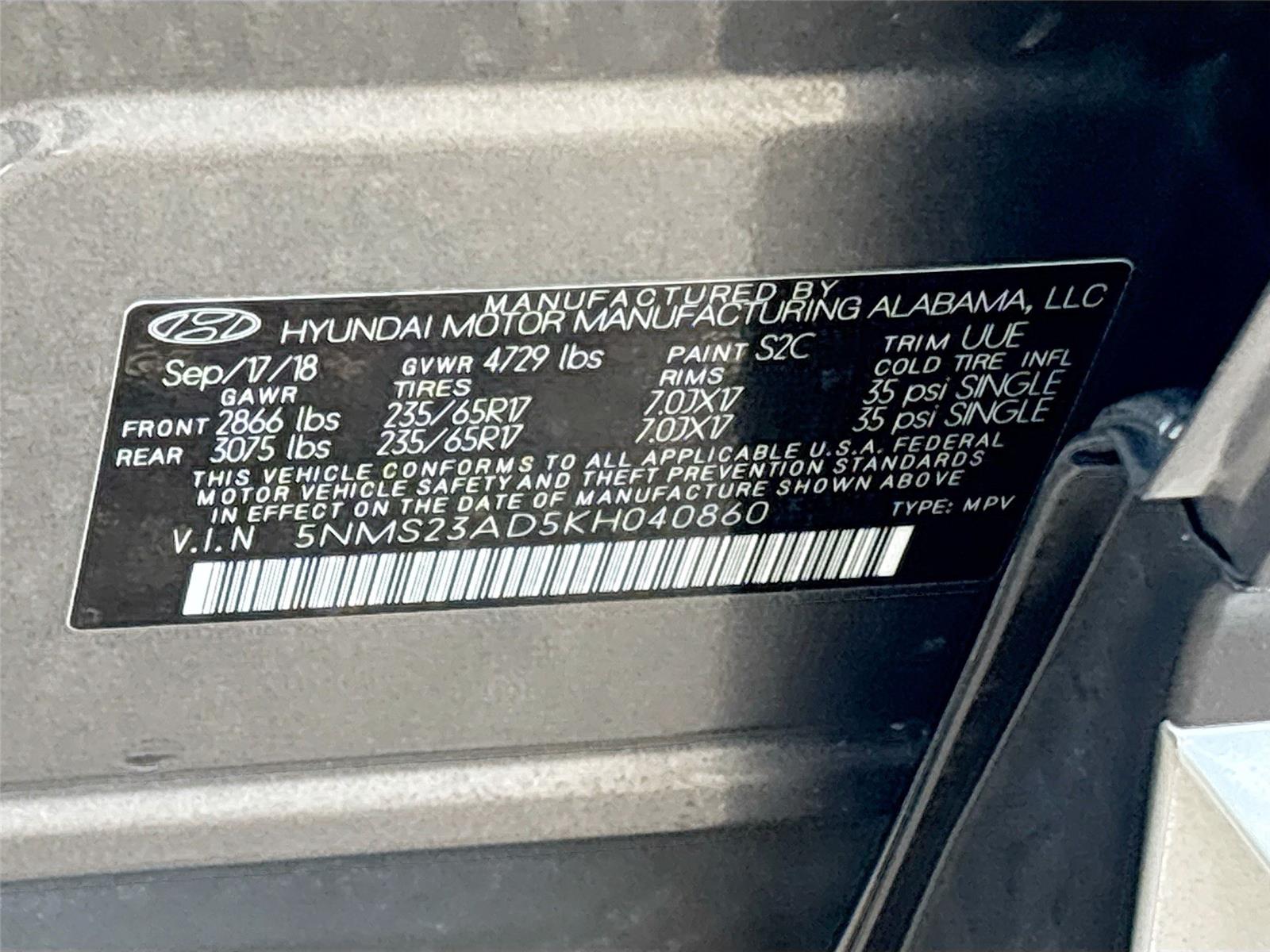 2019 Hyundai Santa Fe SE