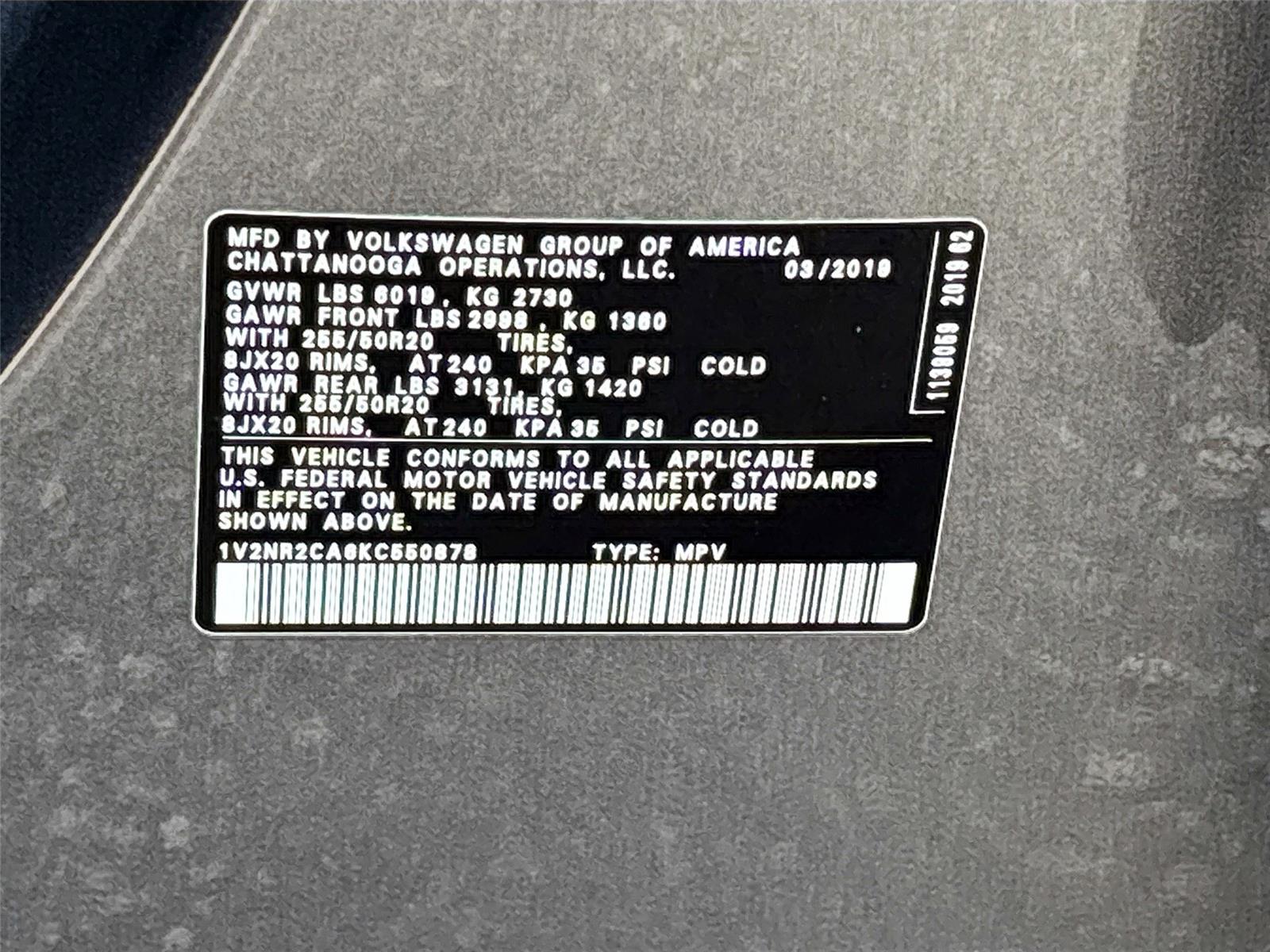 2019 Volkswagen Atlas 3.6L V6 SEL Premium