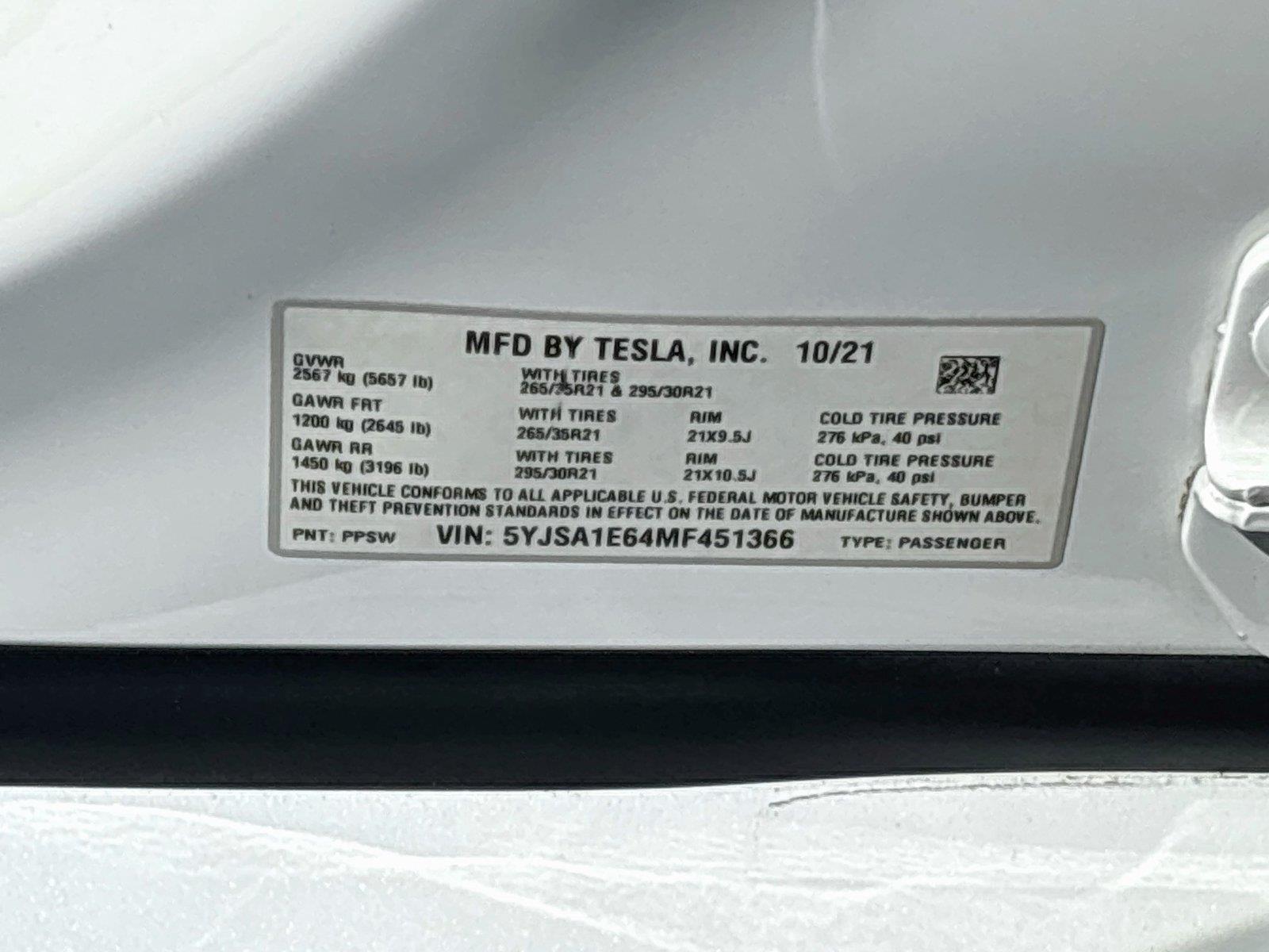 2021 TESLA MODEL S Plaid