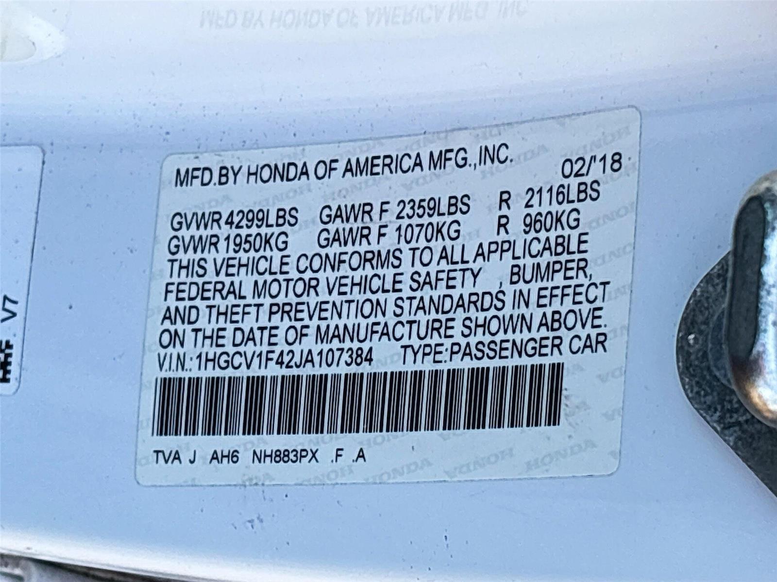 2018 Honda Accord Sedan EX 1.5T