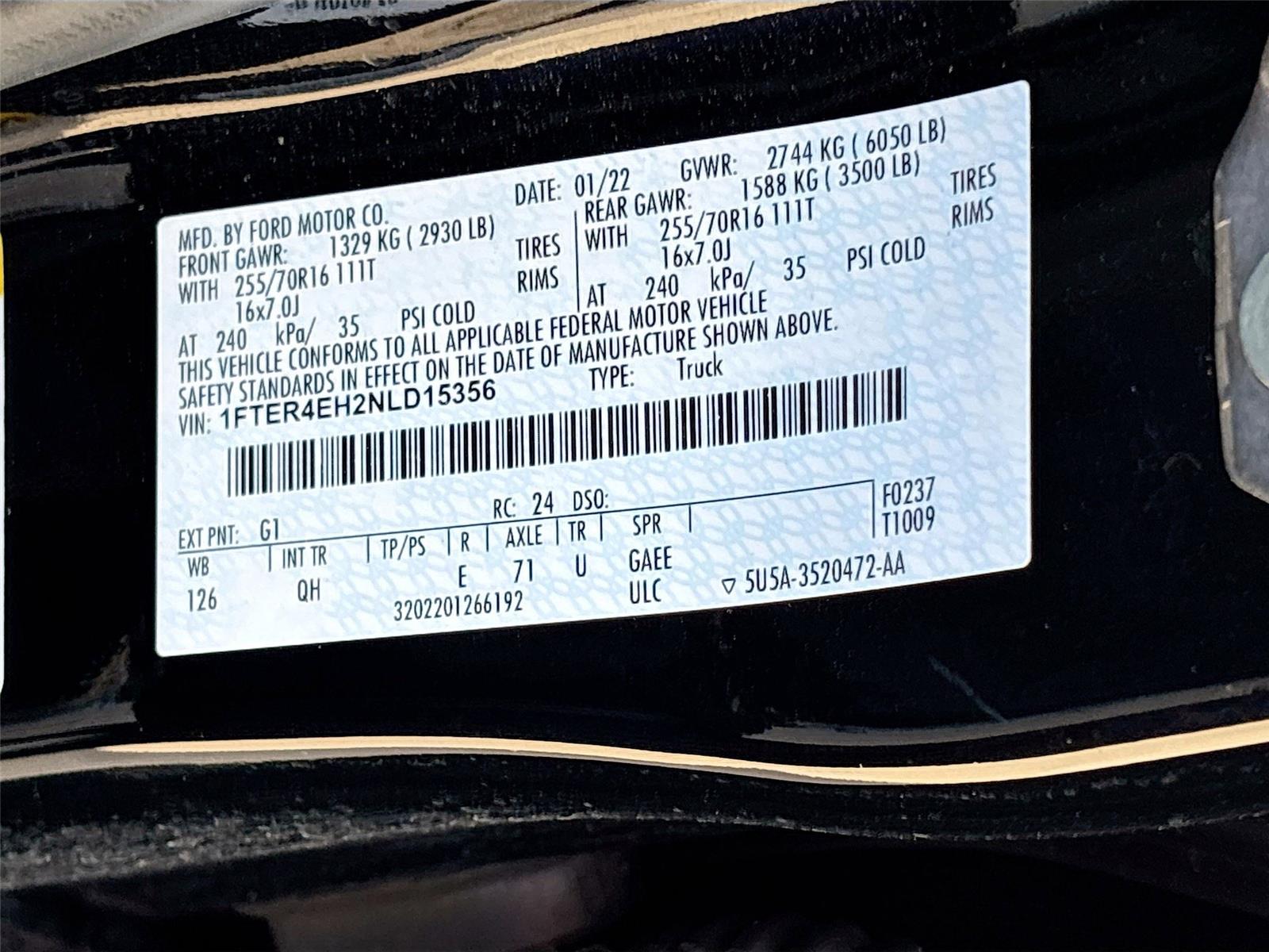 2022 FORD RANGER XL/XLT/L