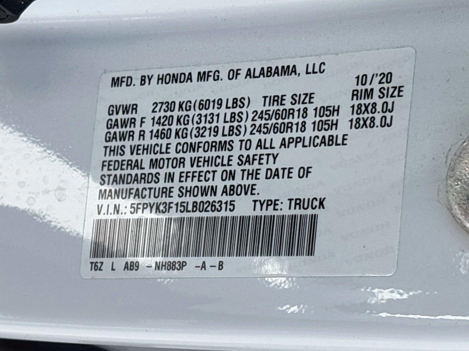2020 Honda Ridgeline Sport