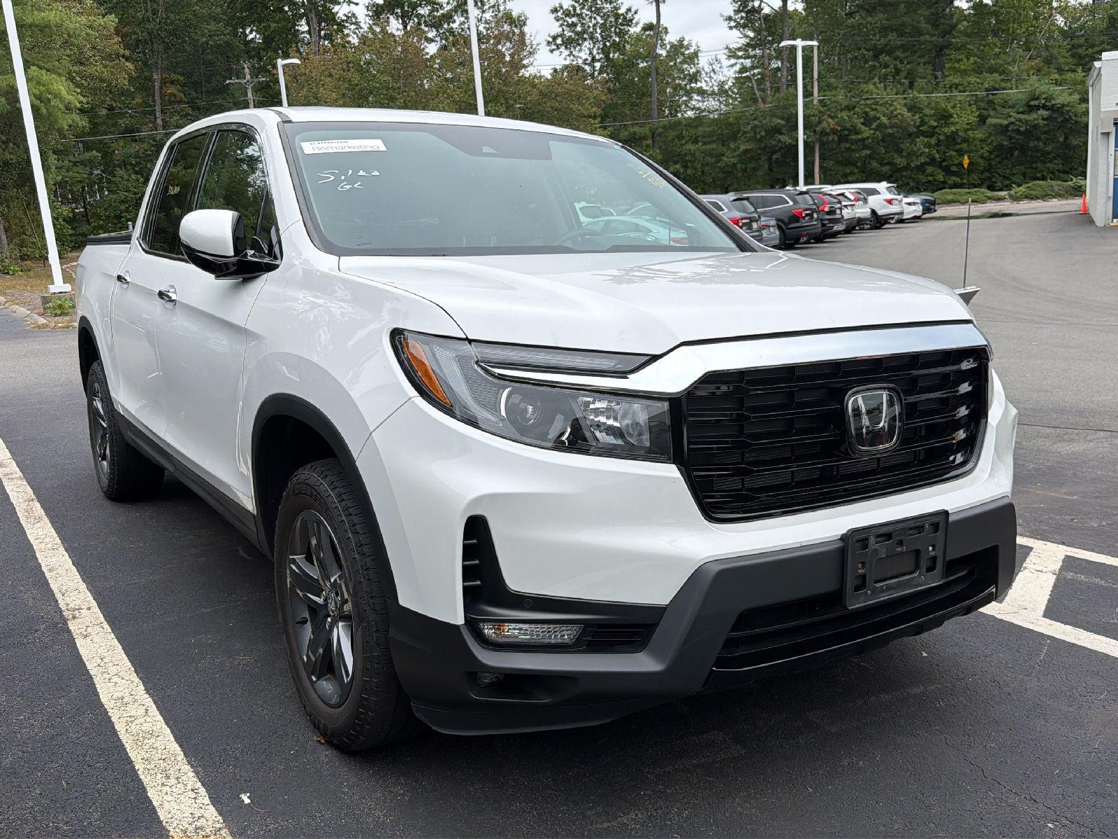Platinum White Pearl 2023 Honda Ridgeline Pickup Truck All-Wheel Drive Automatic
