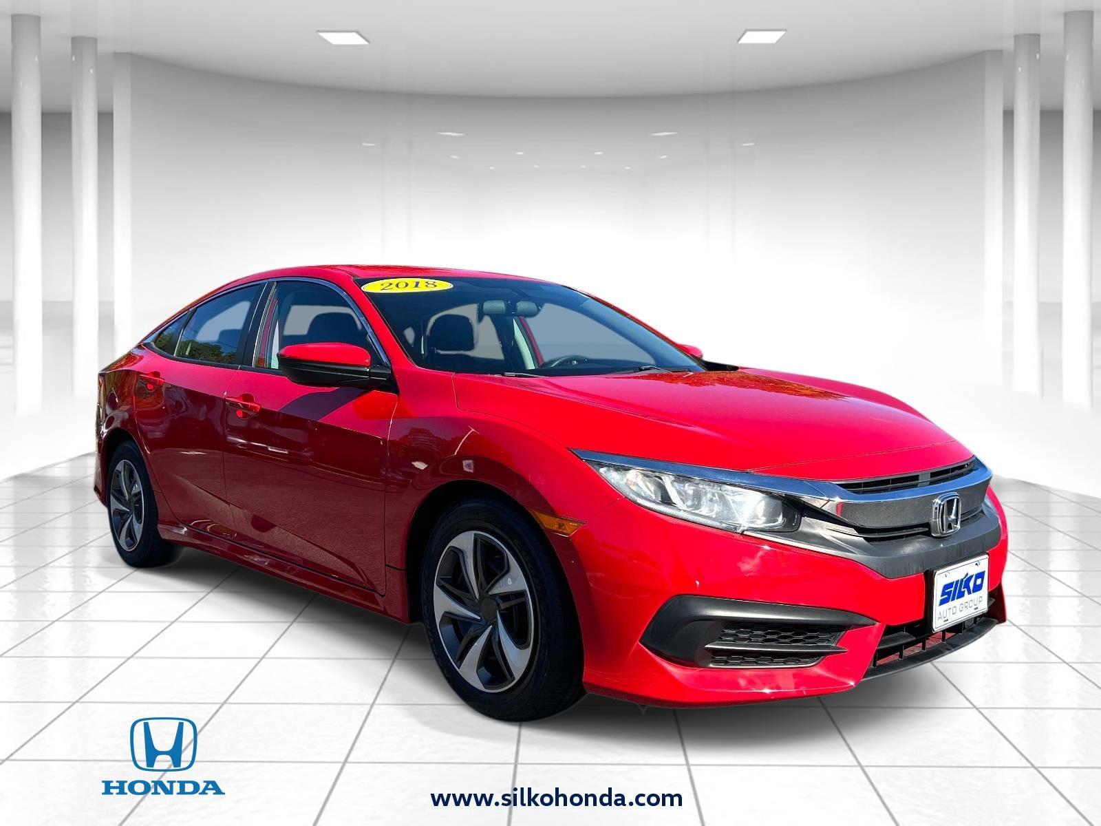 Rallye Red 2018 Honda Civic Sedan Front-Wheel Drive Continuously Variable Transmission