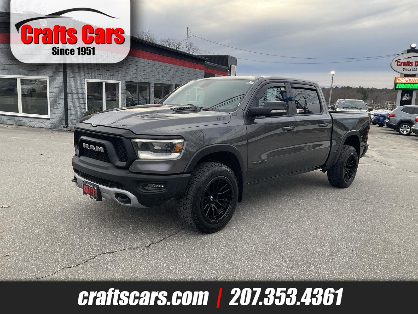 Gray (Granite Crystal Metallic Clearcoat) 2019 RAM 1500 Rebel Crew Cab 4WD Pickup Truck Four-Wheel Drive 8-Speed Automatic