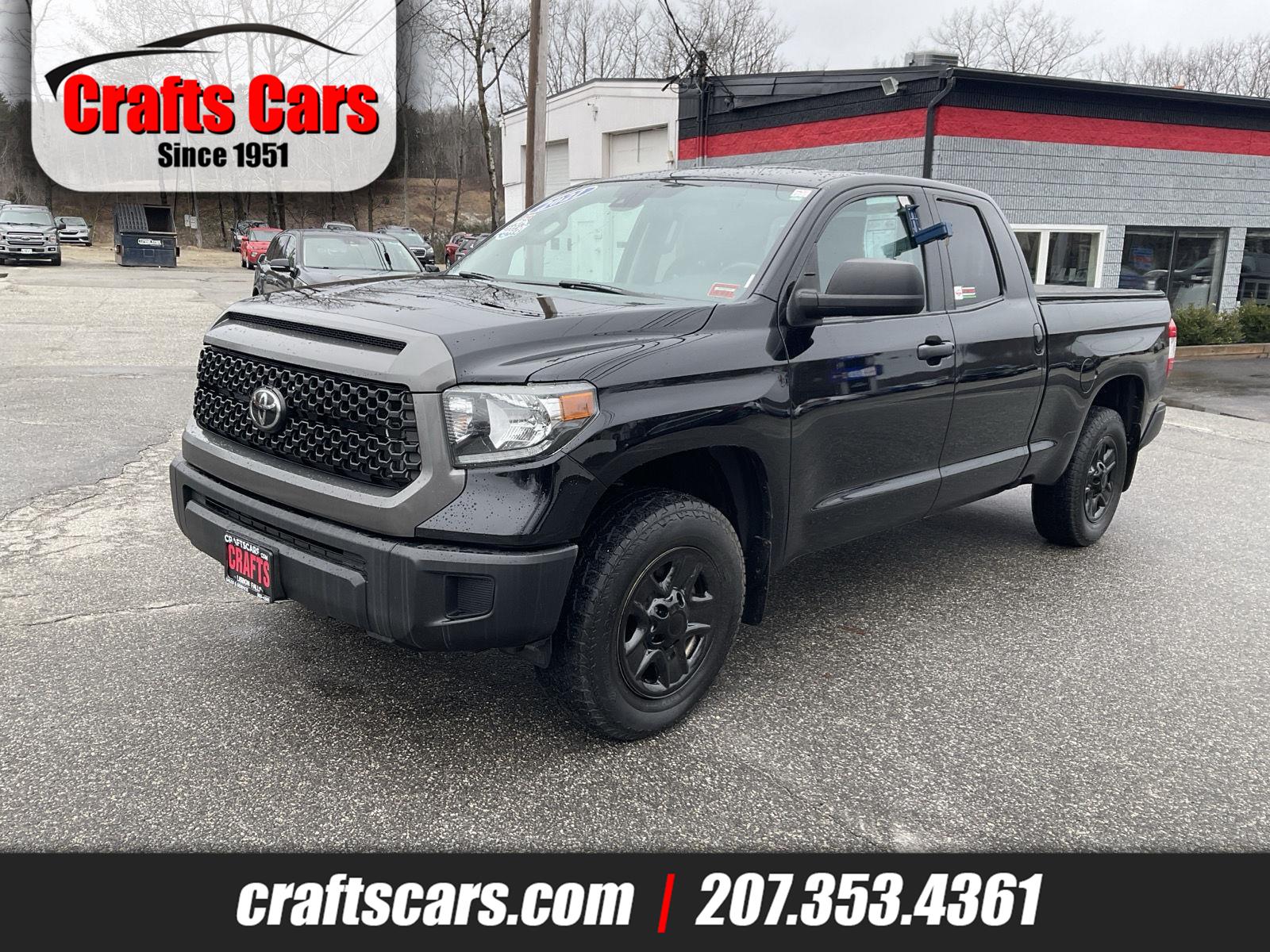 Midnight Black Metallic 2021 Toyota Tundra SR Double Cab 4WD Pickup Truck Four-Wheel Drive Automatic