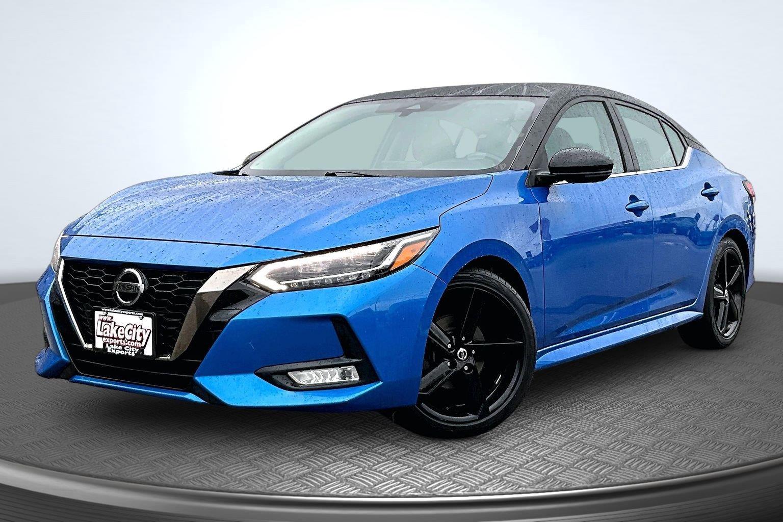 Electric Blue/Super Black 2021 Nissan Sentra Sedan Front-Wheel Drive Continuously Variable Transmission