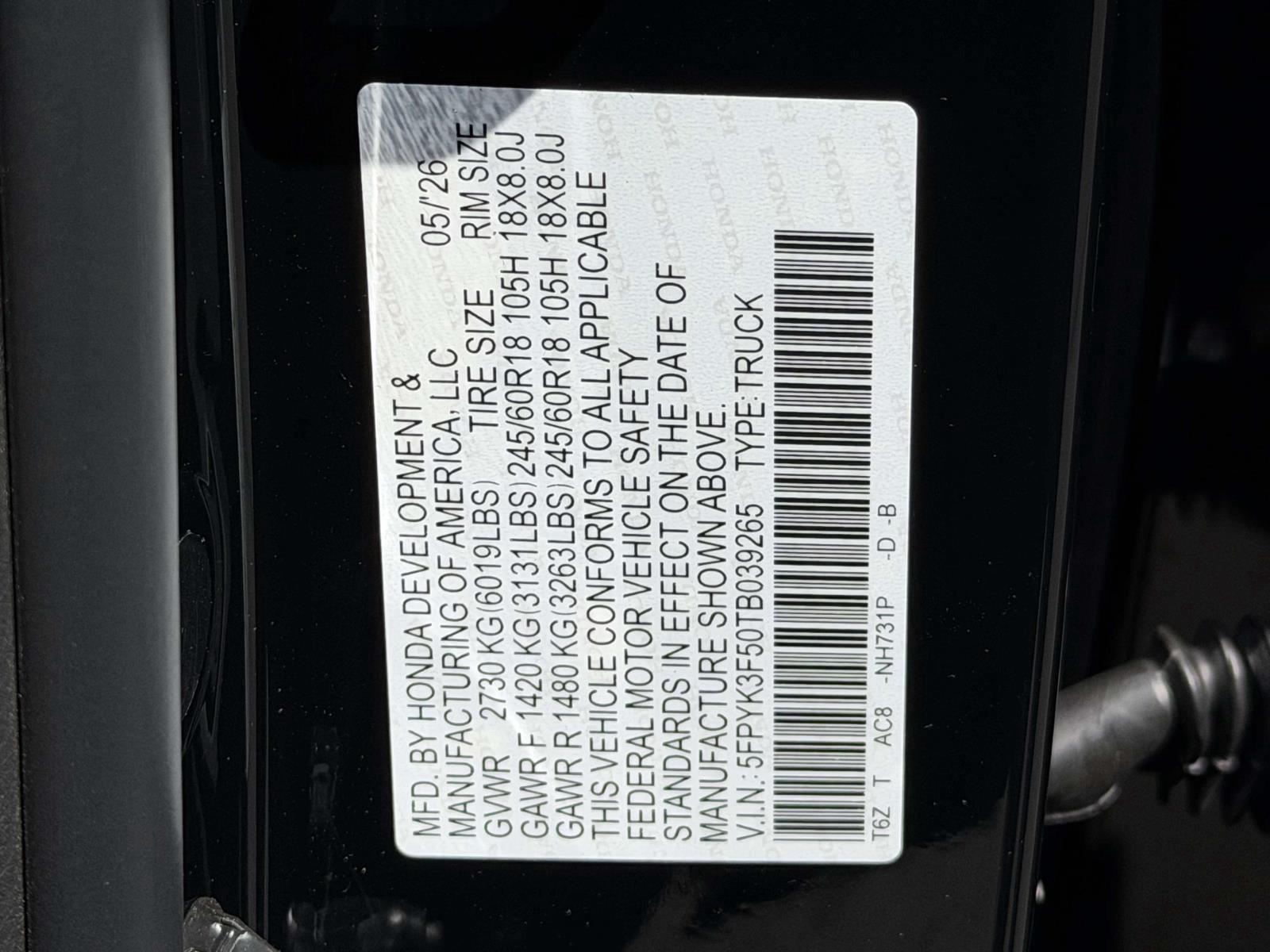New 2026 Honda Ridgeline Truck