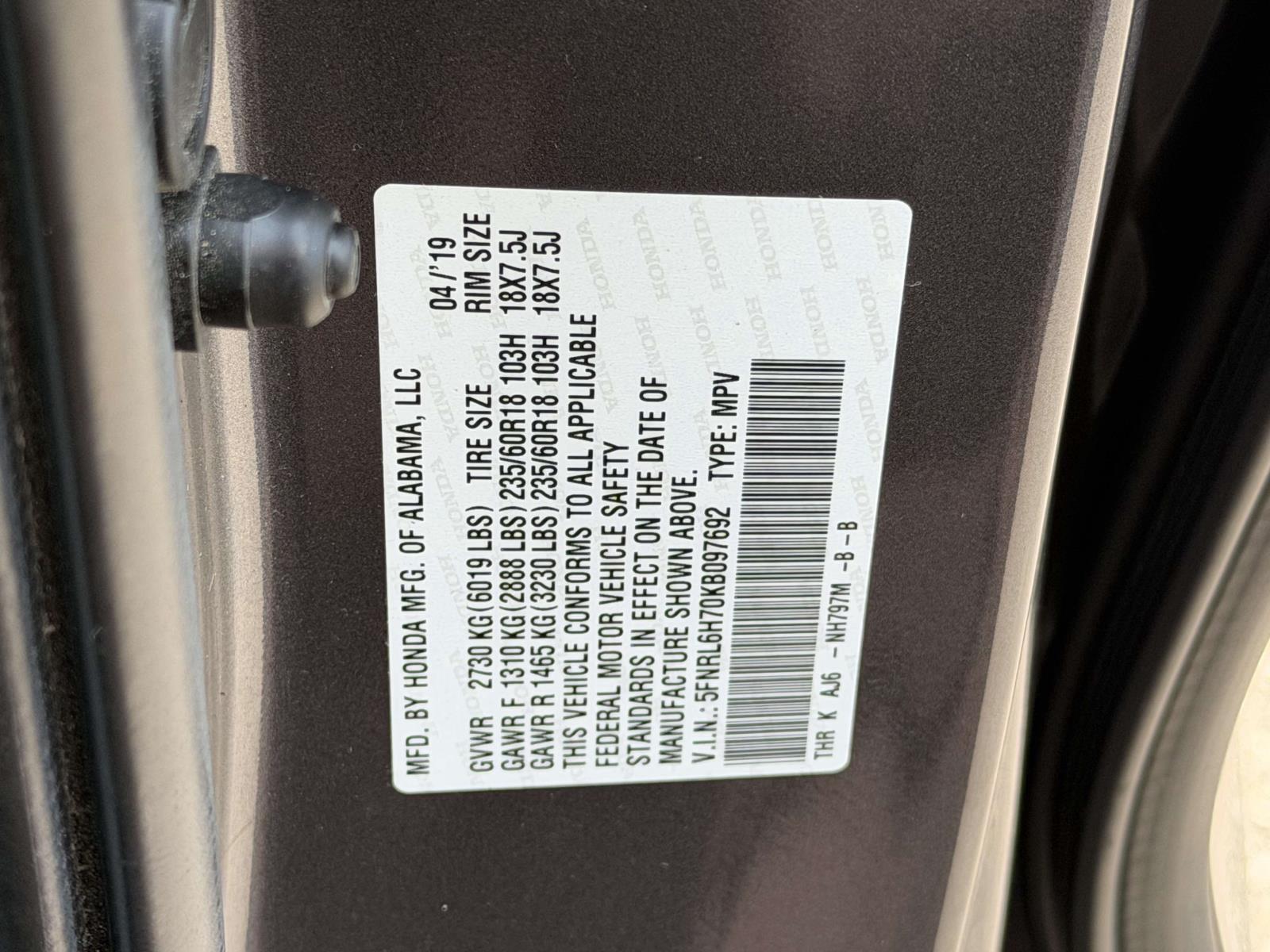 Used 2019 Honda Odyssey Van