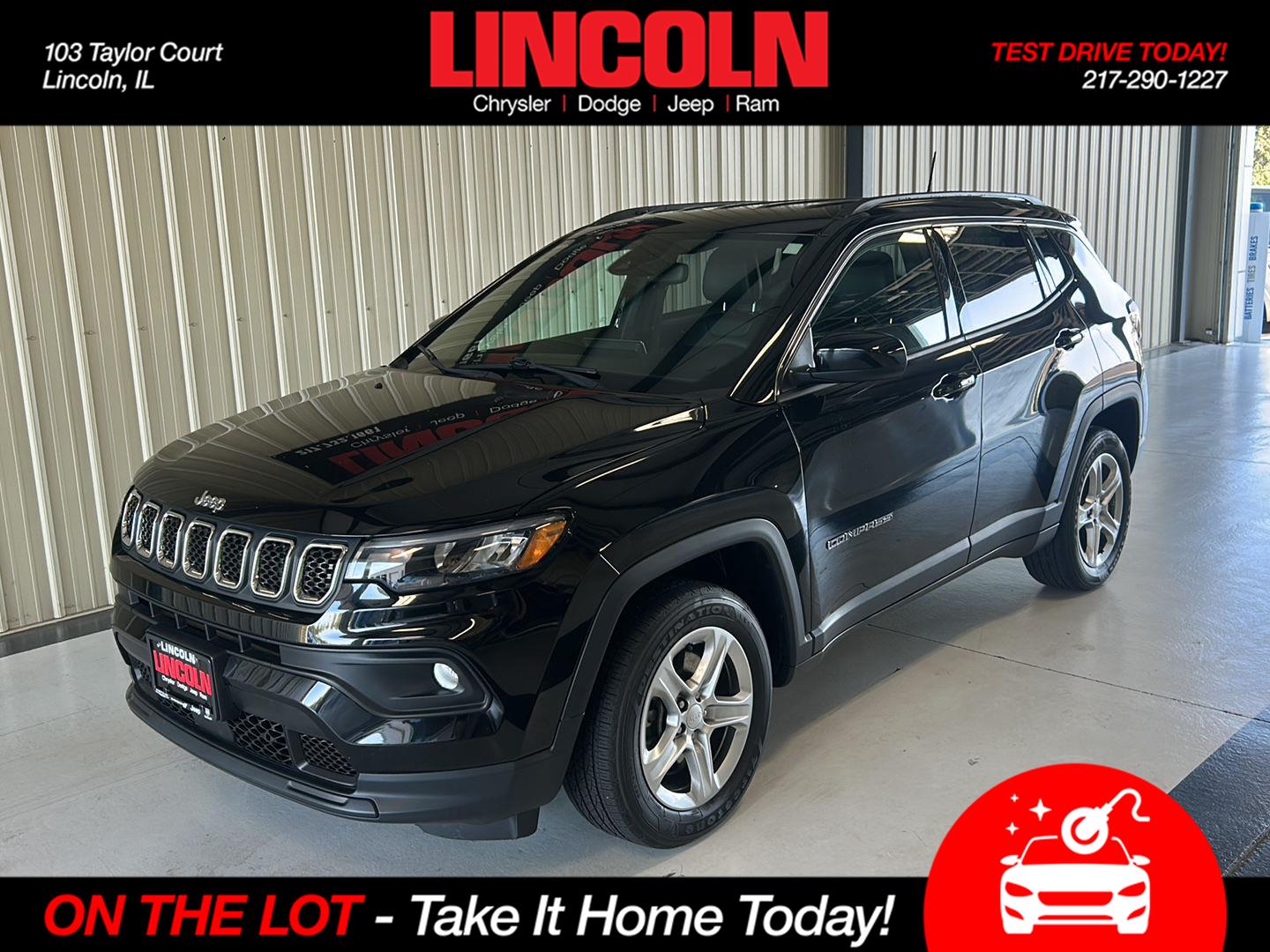Diamond Black Crystal Pearlcoat 2023 Jeep Compass SUV / Crossover Four-Wheel Drive 8-Speed Automatic