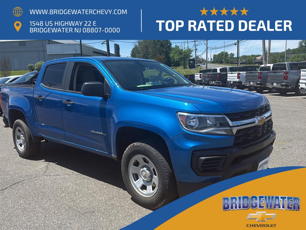 Bright Blue Metallic 2022 Chevrolet Colorado Work Truck Crew Cab 4WD Pickup Truck Four-Wheel Drive 8-Speed Automatic